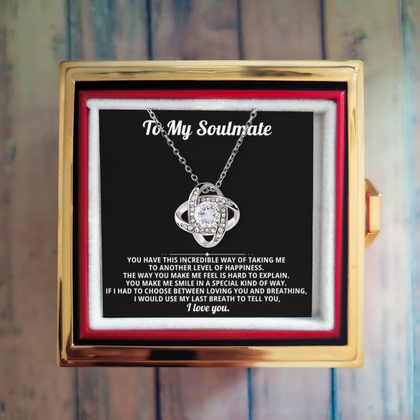 To My Soulmate Necklace & Rotating Rose Gift Box Set