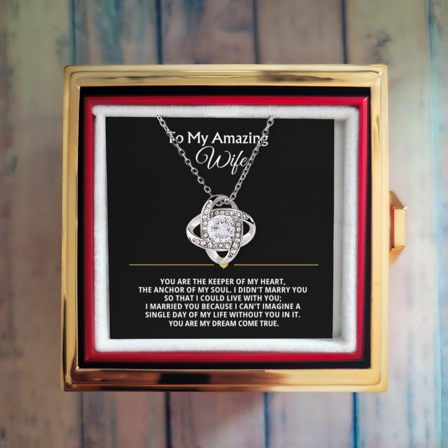 To My Wife Necklace & Rotating Rose Gift Box Set