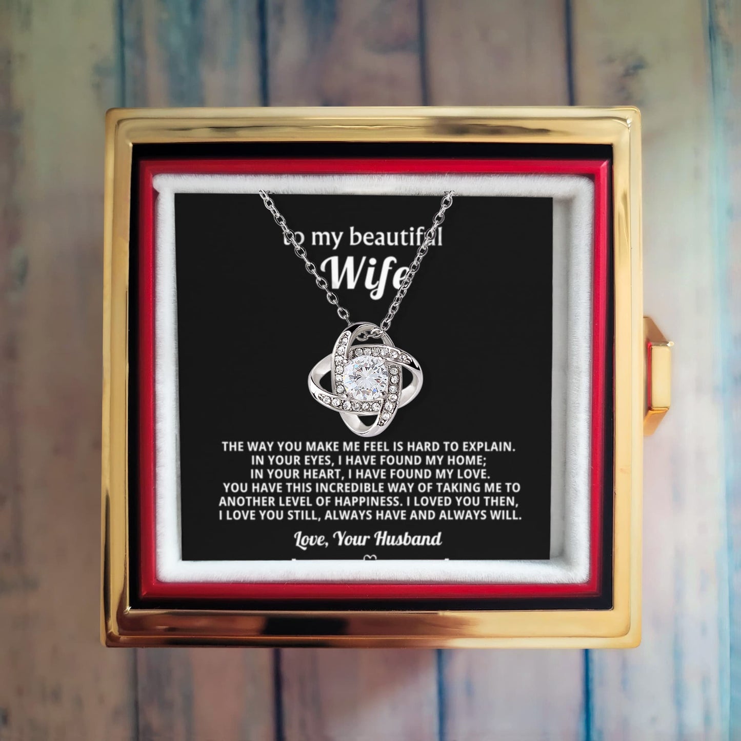 To My Wife Necklace & Rotating Rose Gift Box Set