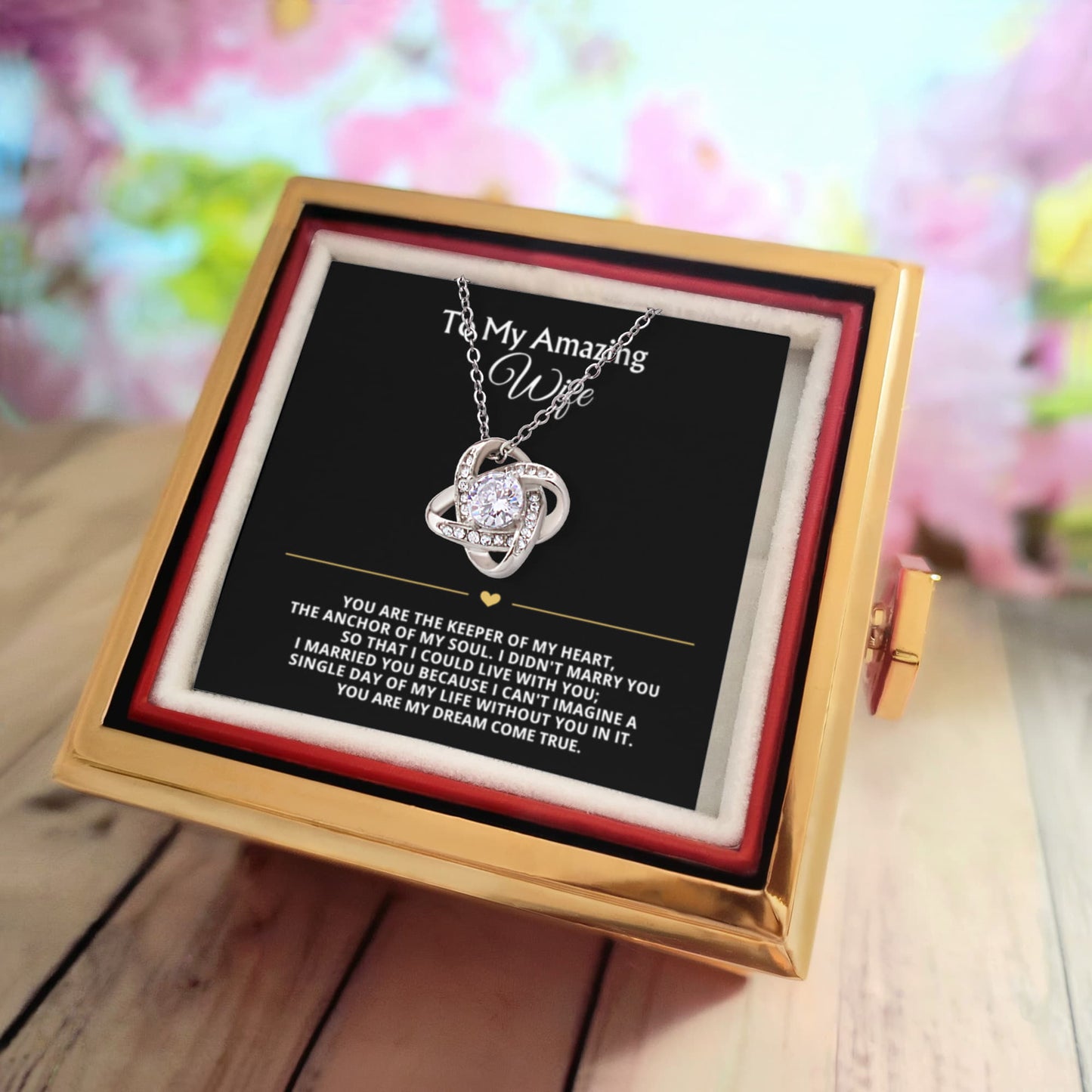 To My Wife Necklace & Rotating Rose Gift Box Set