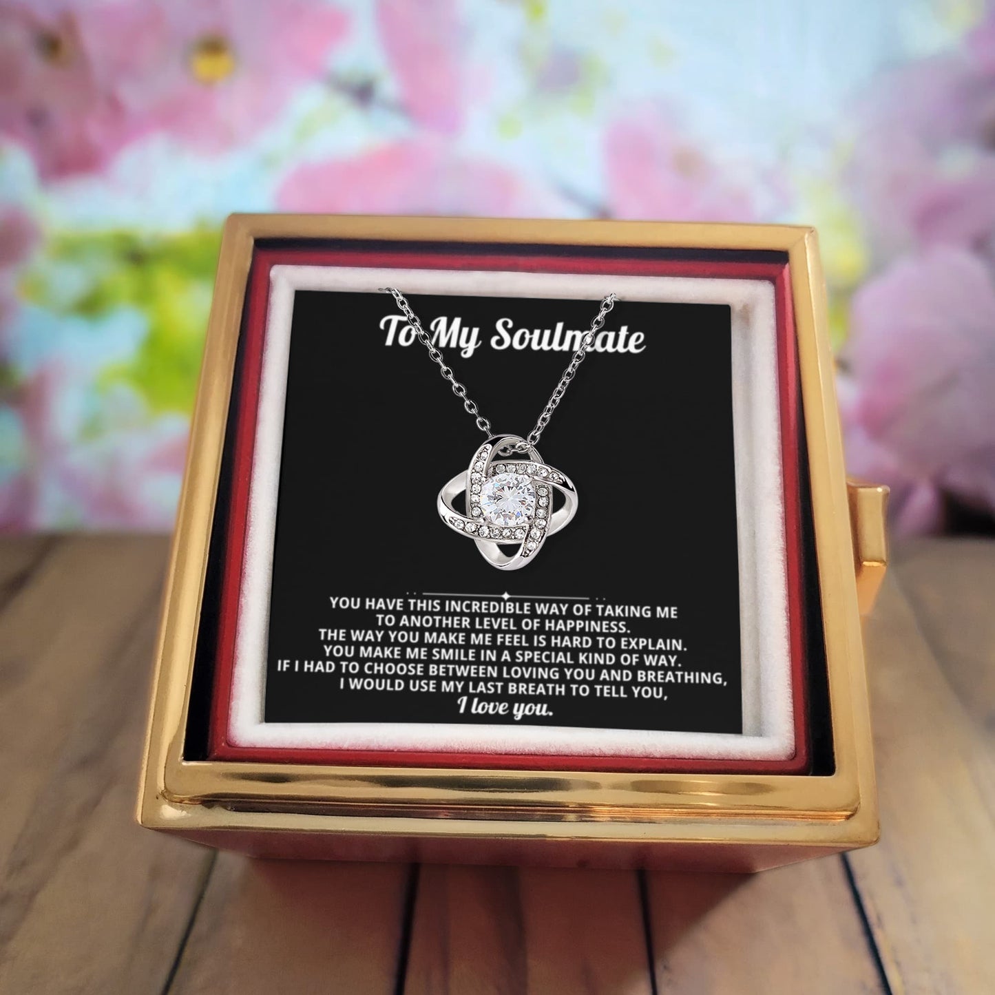 To My Soulmate Necklace & Rotating Rose Gift Box Set