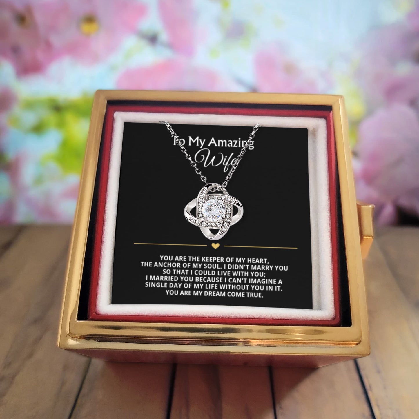 To My Wife Necklace & Rotating Rose Gift Box Set