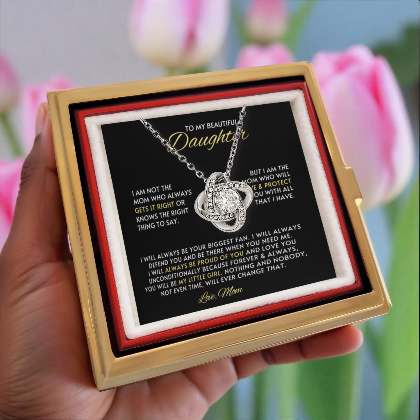 Daughter Necklace From Mom Rose Gift Set
