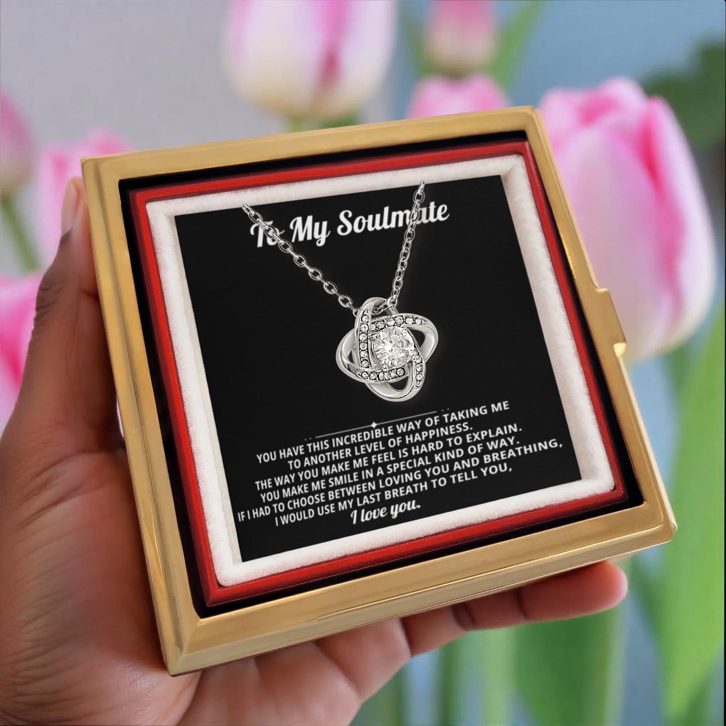To My Soulmate Necklace & Rotating Rose Gift Box Set