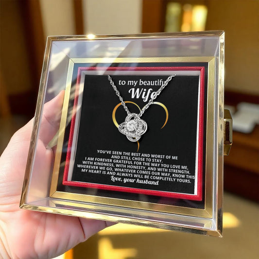 To My Wife Necklace & Rotating Rose Gift Box Set