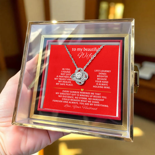 To My Wife Necklace & Rotating Rose Gift Box Set