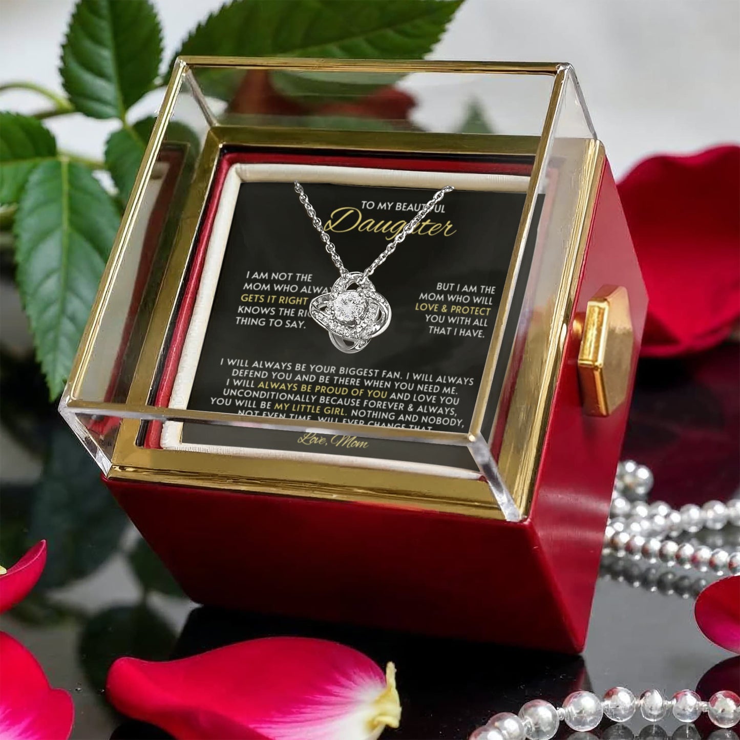 Daughter Necklace From Mom Rose Gift Set