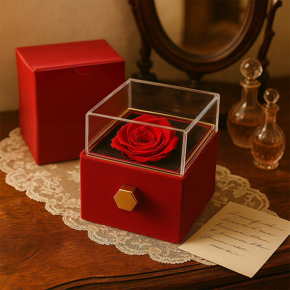 To My Wife Love Knot Necklace Rotating Rose Gift Box Set