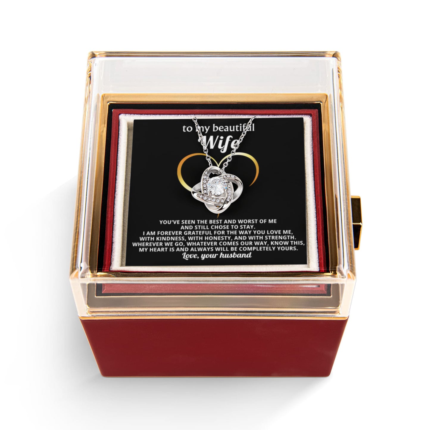 To My Wife Necklace & Rotating Rose Gift Box Set