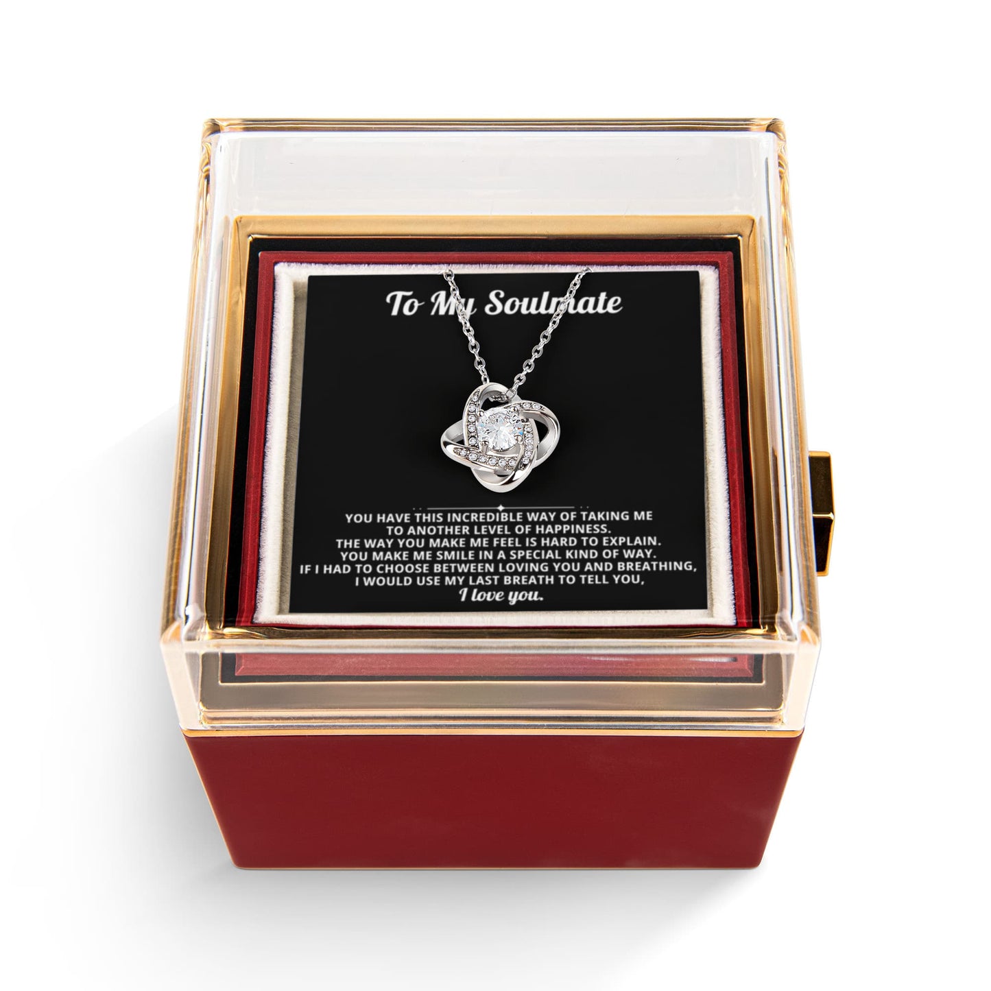 To My Soulmate Necklace & Rotating Rose Gift Box Set