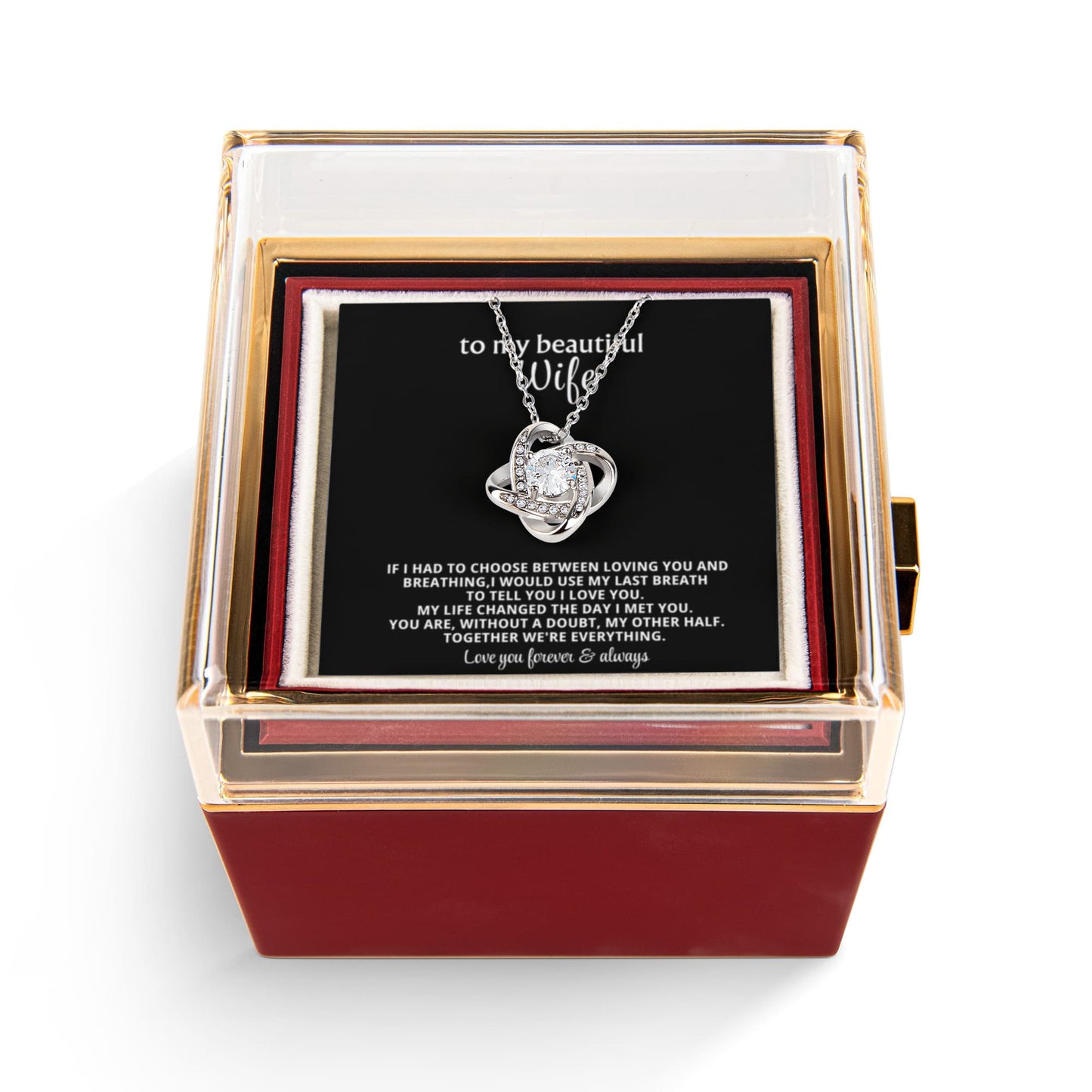 To My Wife Necklace & Rotating Rose Gift Box Set