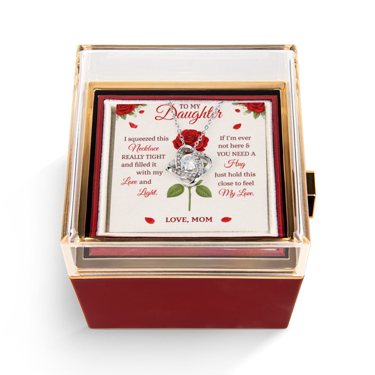 Daughter Love Knot Necklace Rose Box Gift Set