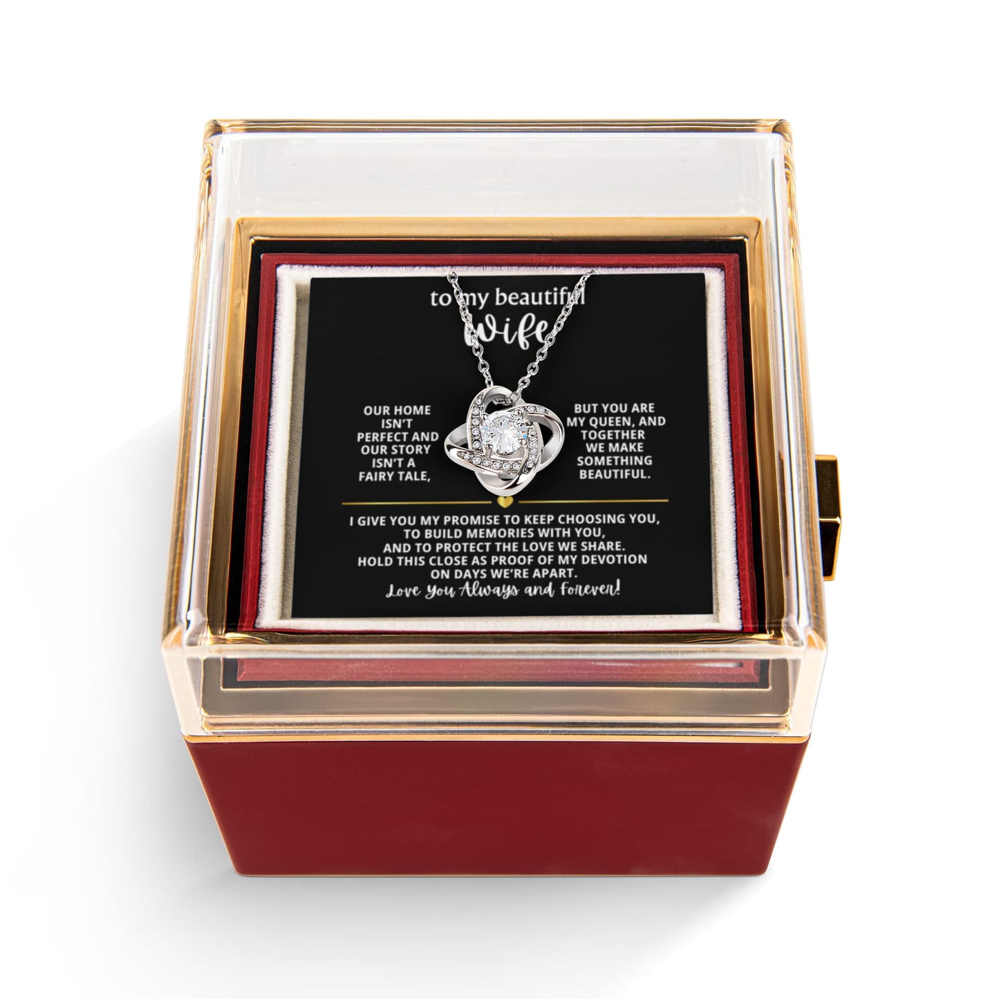 To My Wife Necklace & Rotating Rose Gift Box Set