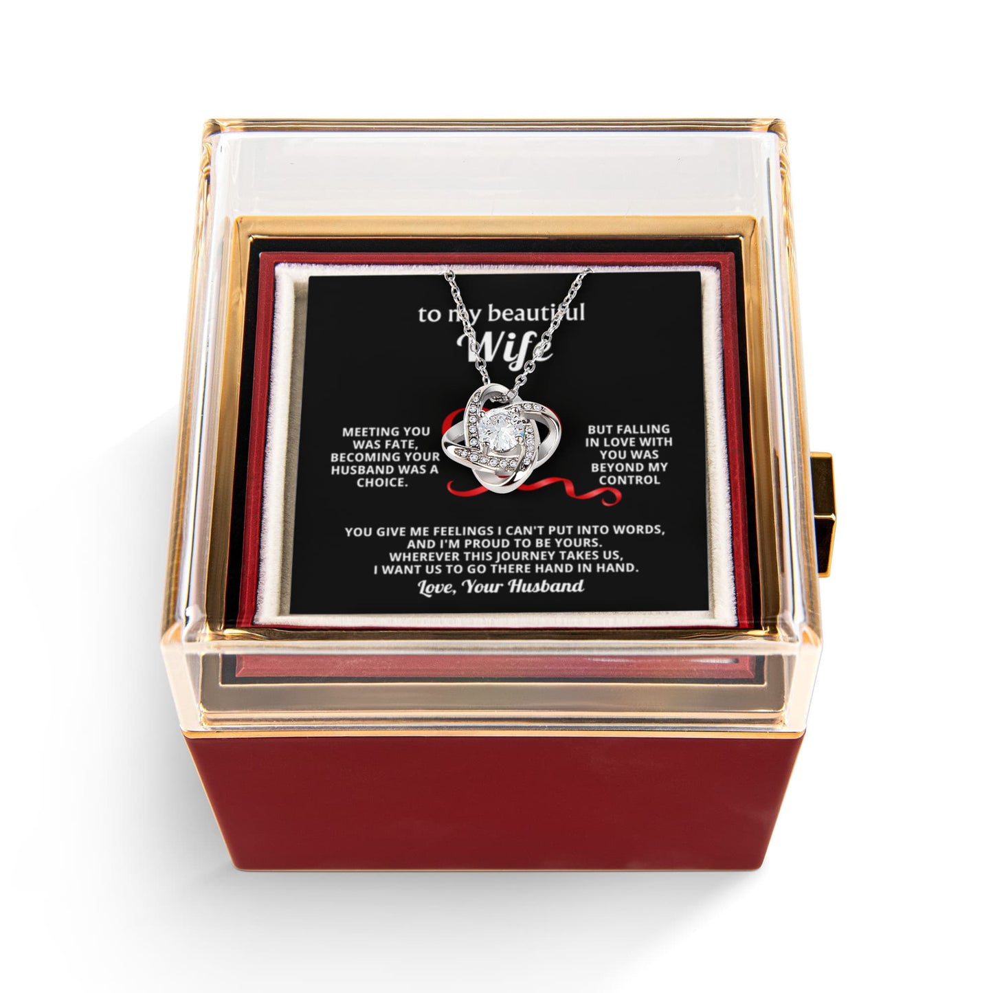 To My Wife Necklace & Rotating Rose Gift Box Set