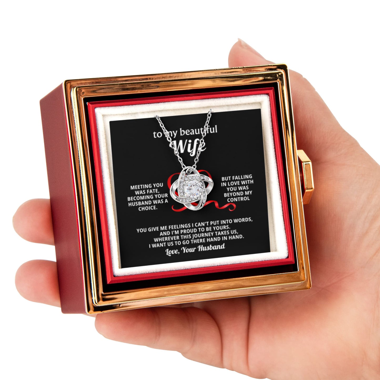 To My Wife Necklace & Rotating Rose Gift Box Set