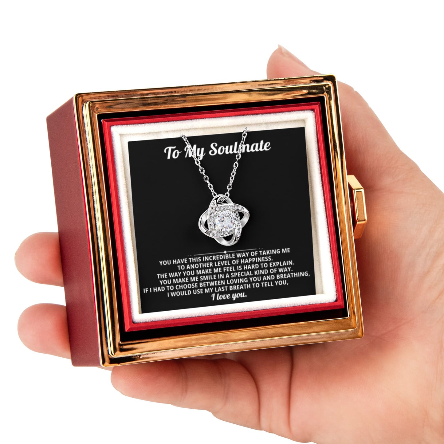 To My Soulmate Necklace & Rotating Rose Gift Box Set