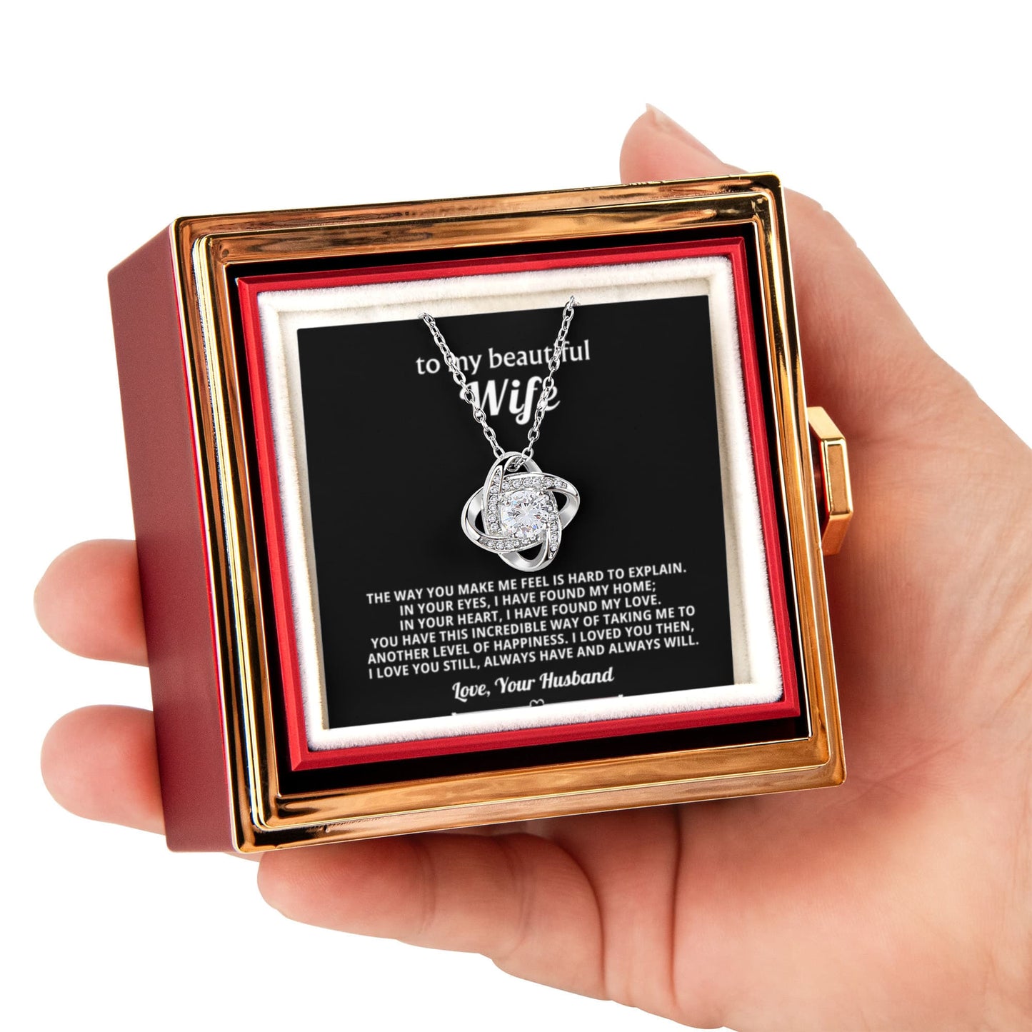 To My Wife Necklace & Rotating Rose Gift Box Set