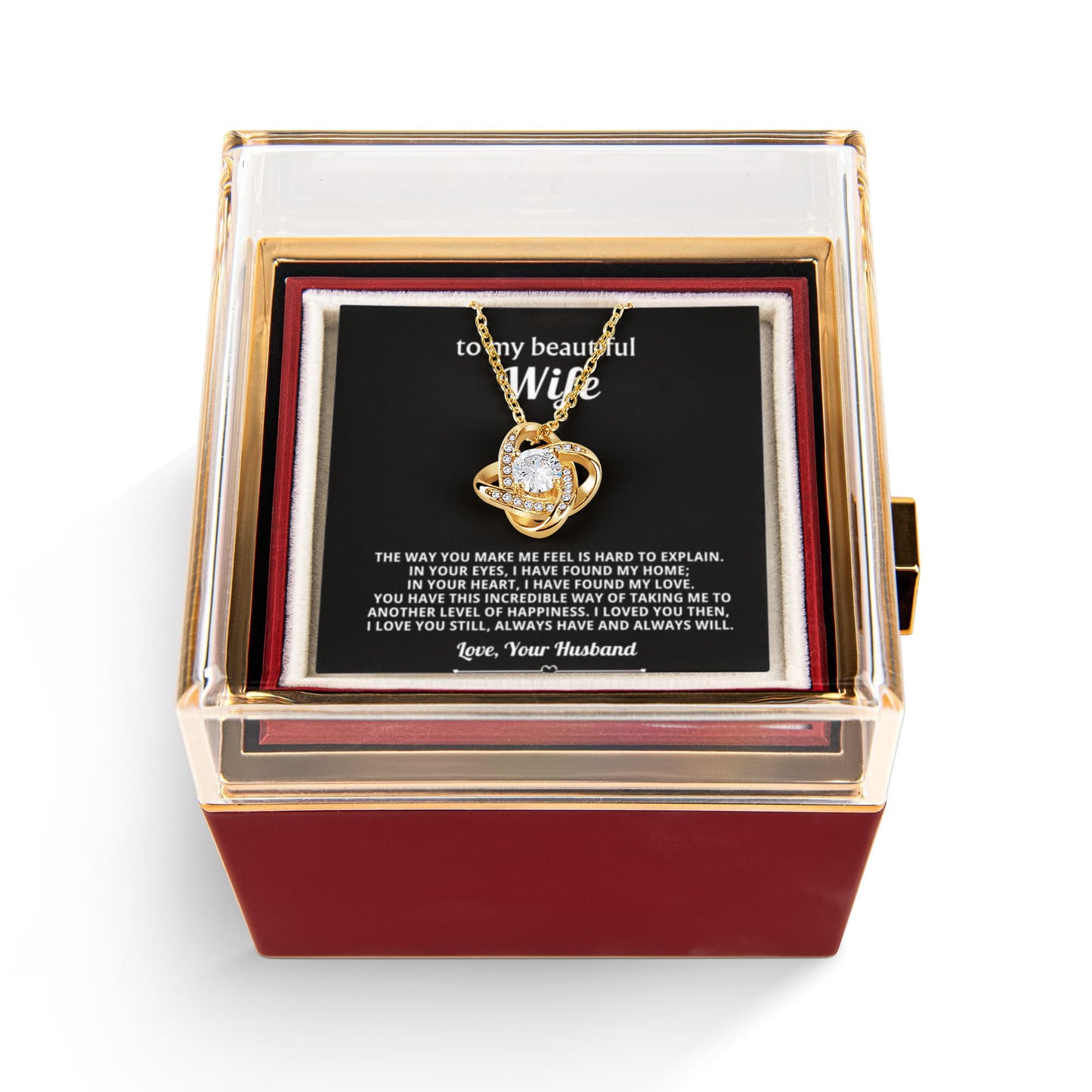 To My Wife Necklace & Rotating Rose Gift Box Set