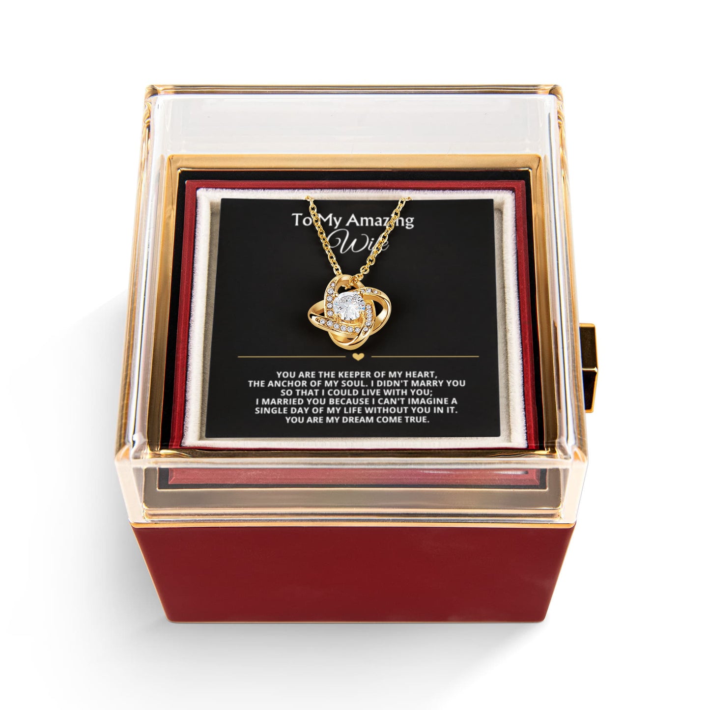 To My Wife Necklace & Rotating Rose Gift Box Set