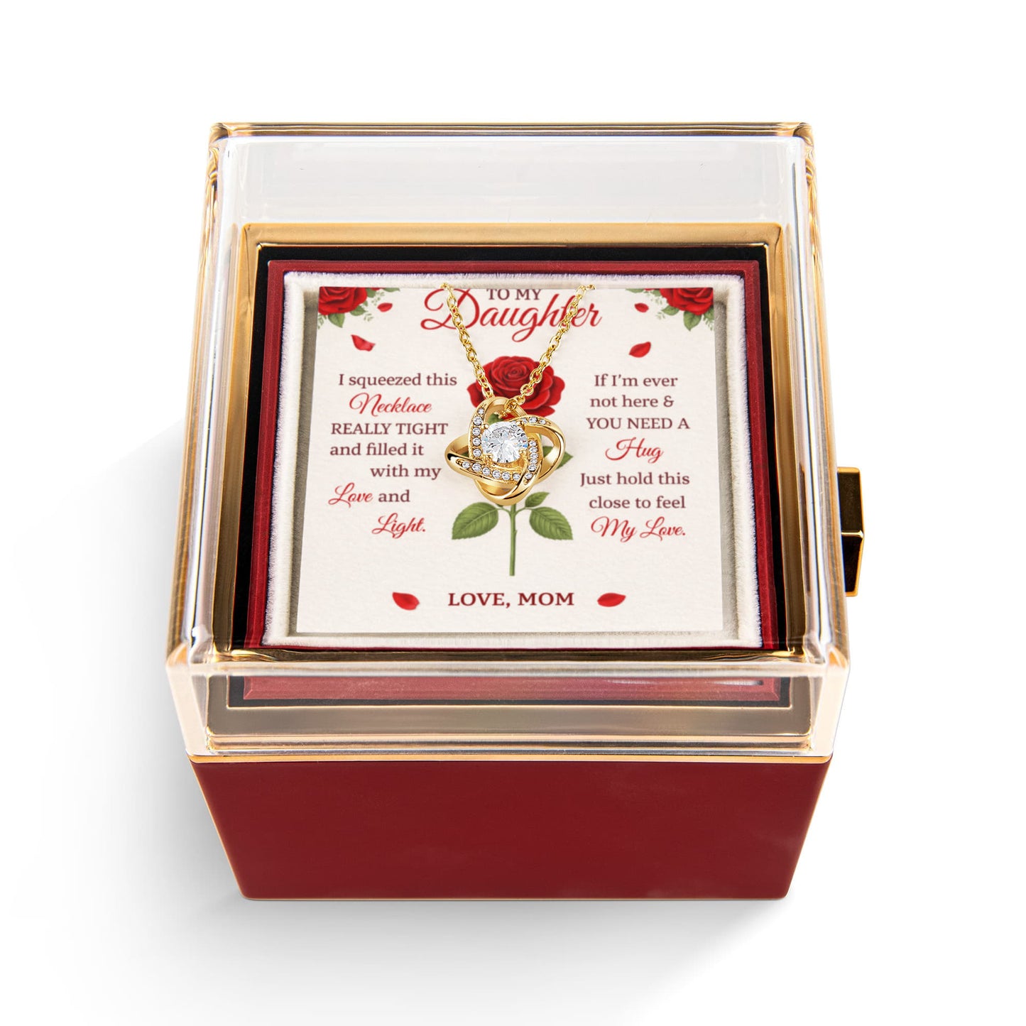 Daughter Love Knot Necklace Rose Box Gift Set