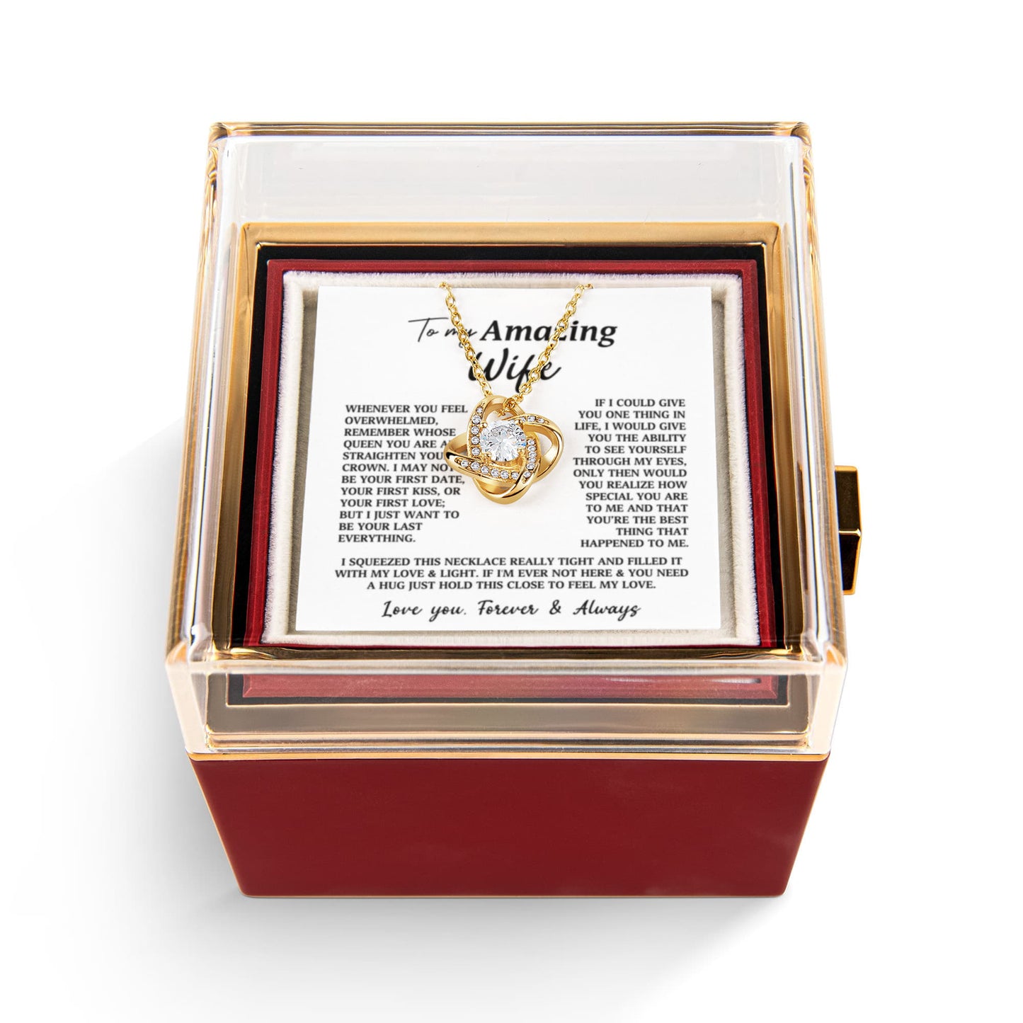 To My Amazing Wife Rotating Rose & Necklace Gift Set