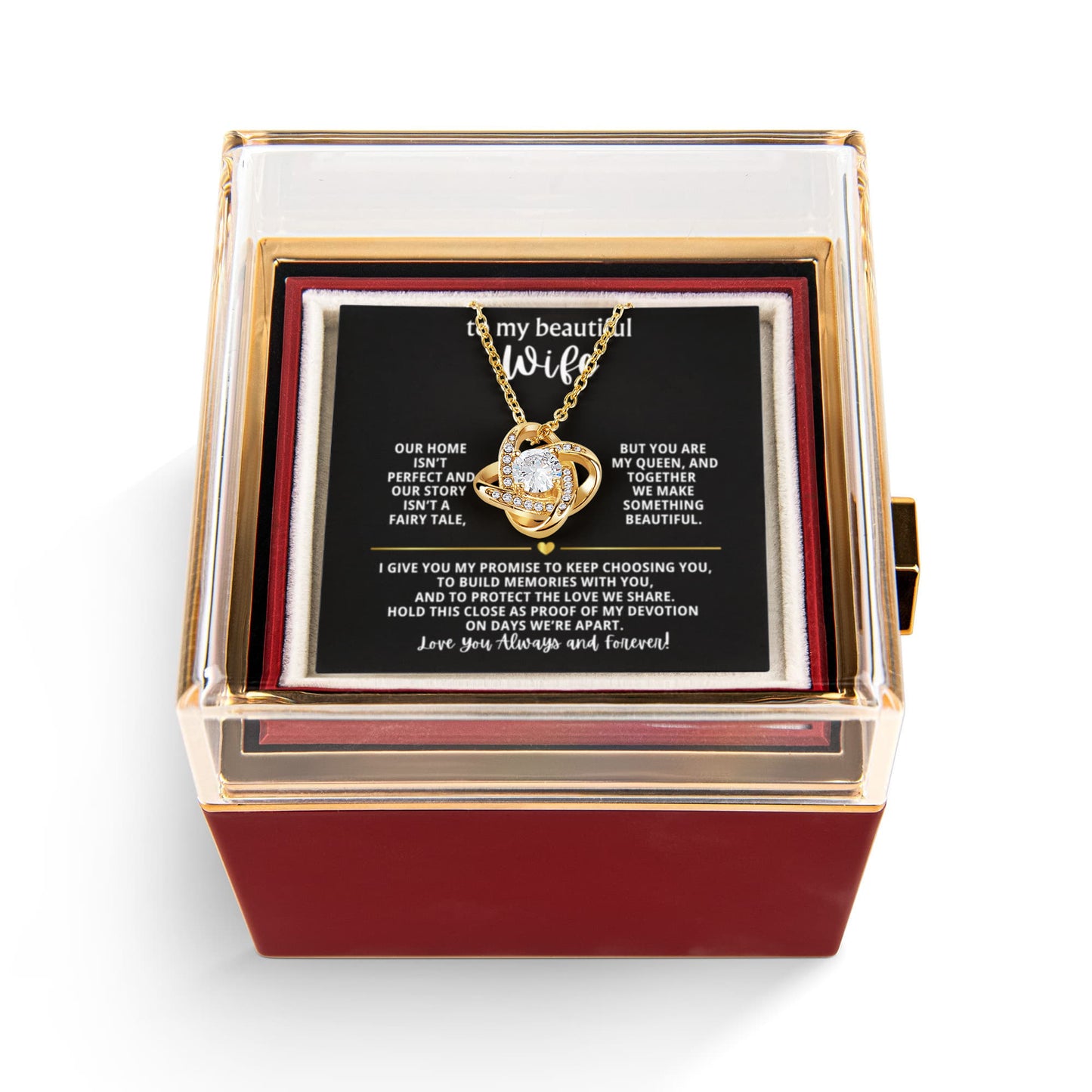 To My Wife Necklace & Rotating Rose Gift Box Set