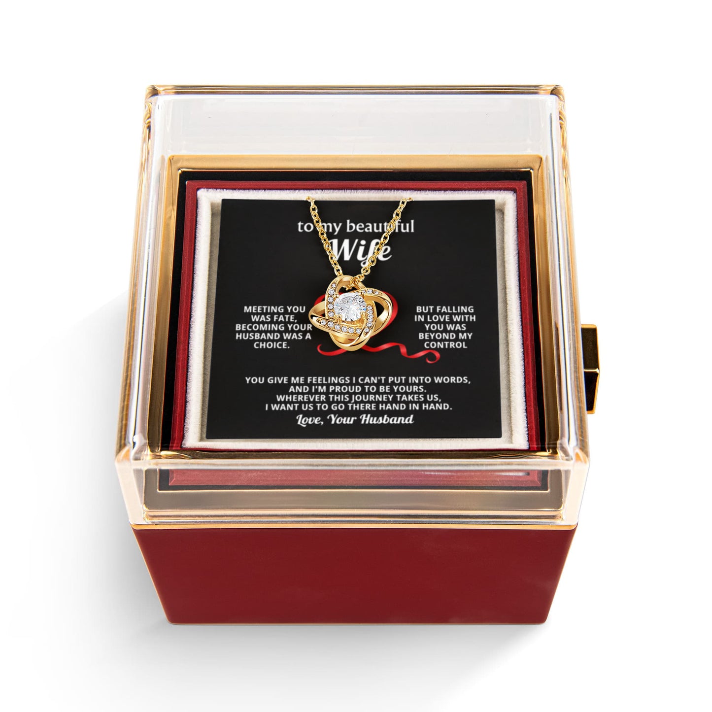 To My Wife Necklace & Rotating Rose Gift Box Set