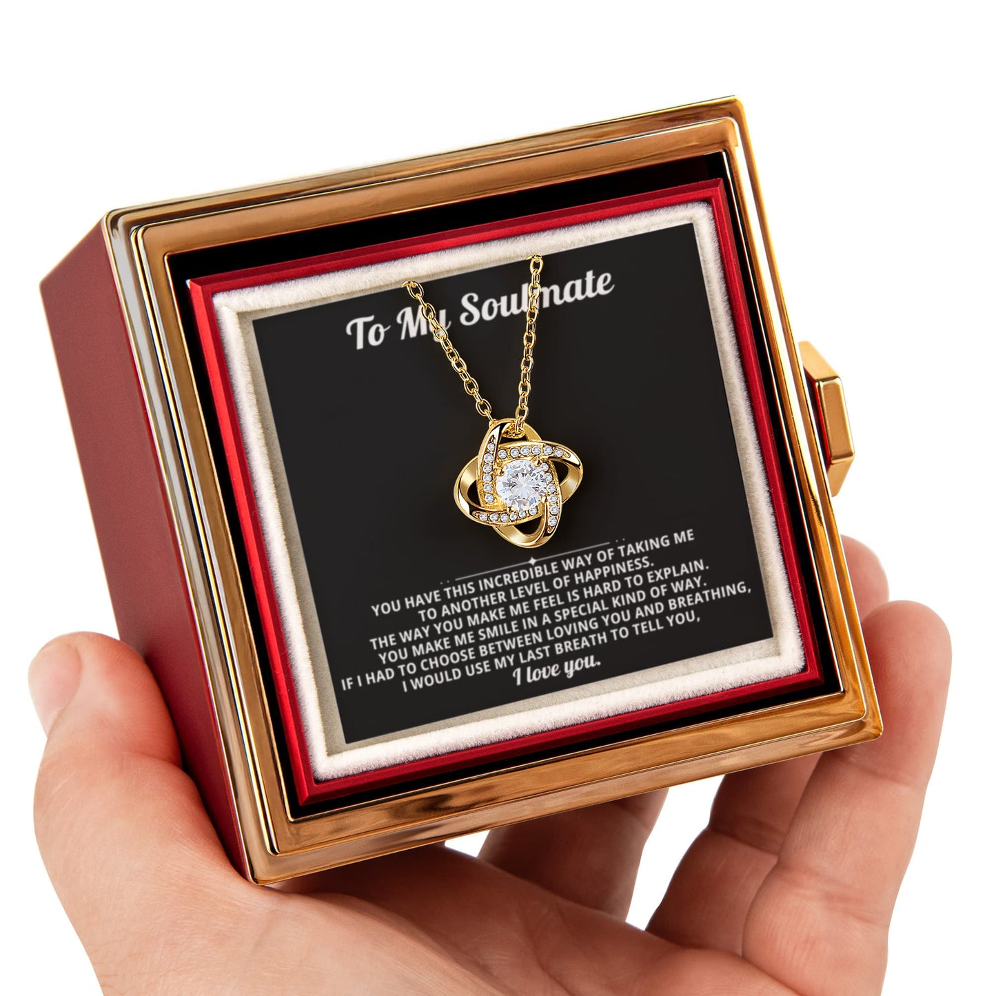 To My Soulmate Necklace & Rotating Rose Gift Box Set