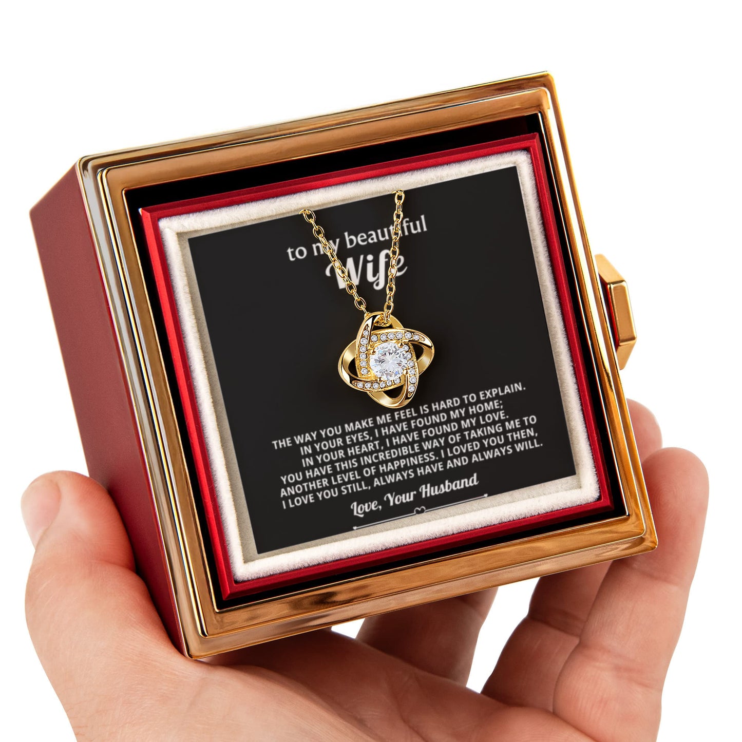 To My Wife Necklace & Rotating Rose Gift Box Set