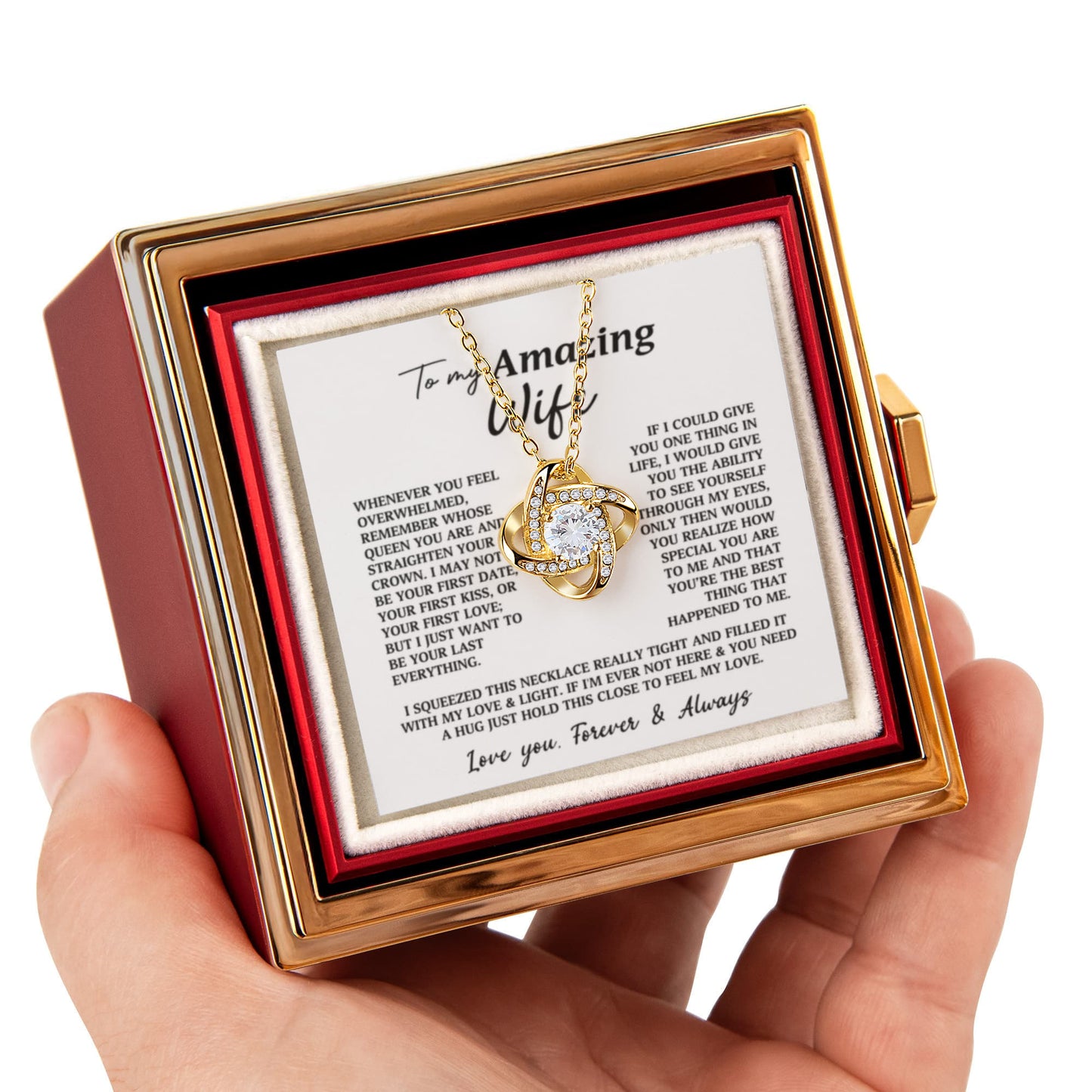 To My Amazing Wife Rotating Rose & Necklace Gift Set