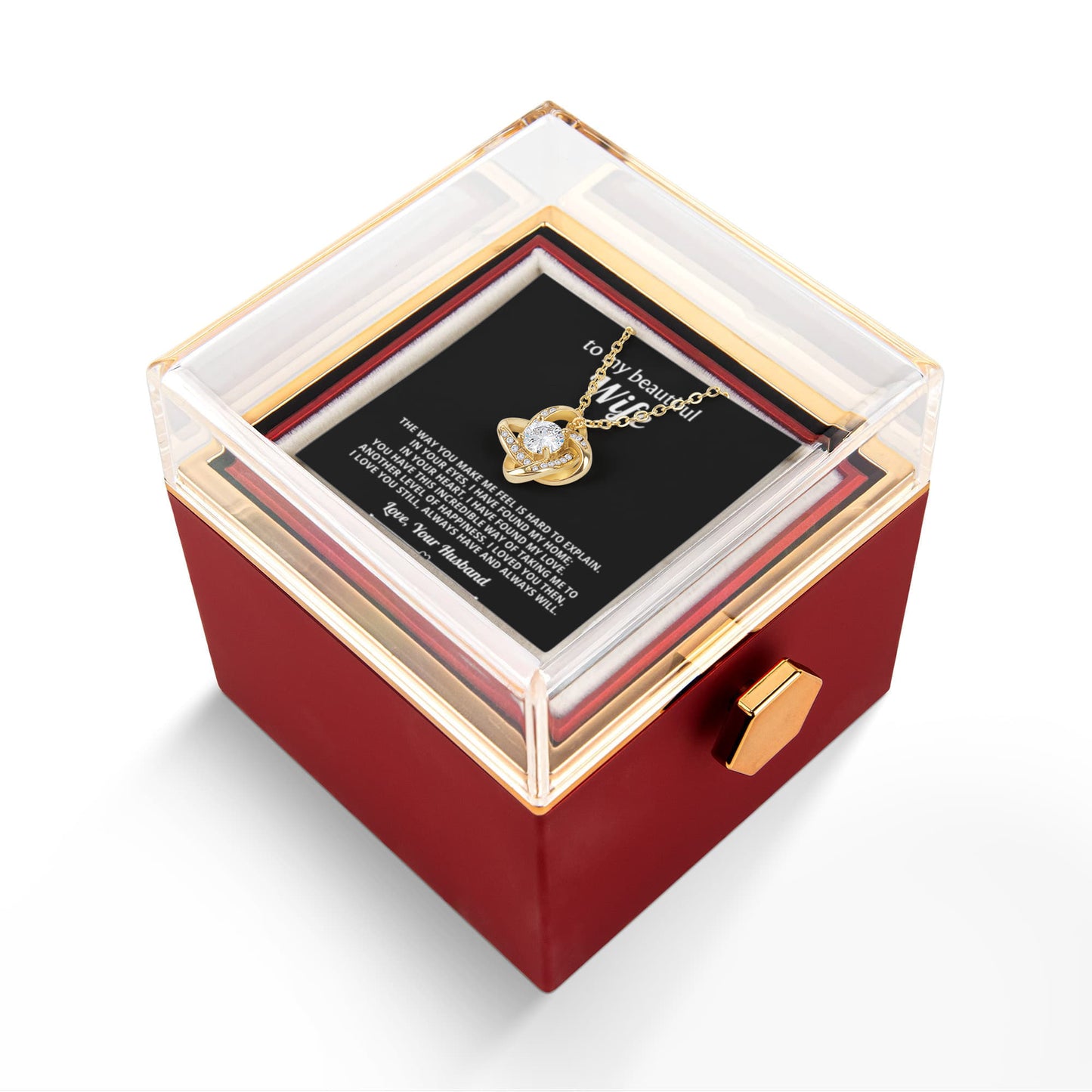To My Wife Necklace & Rotating Rose Gift Box Set