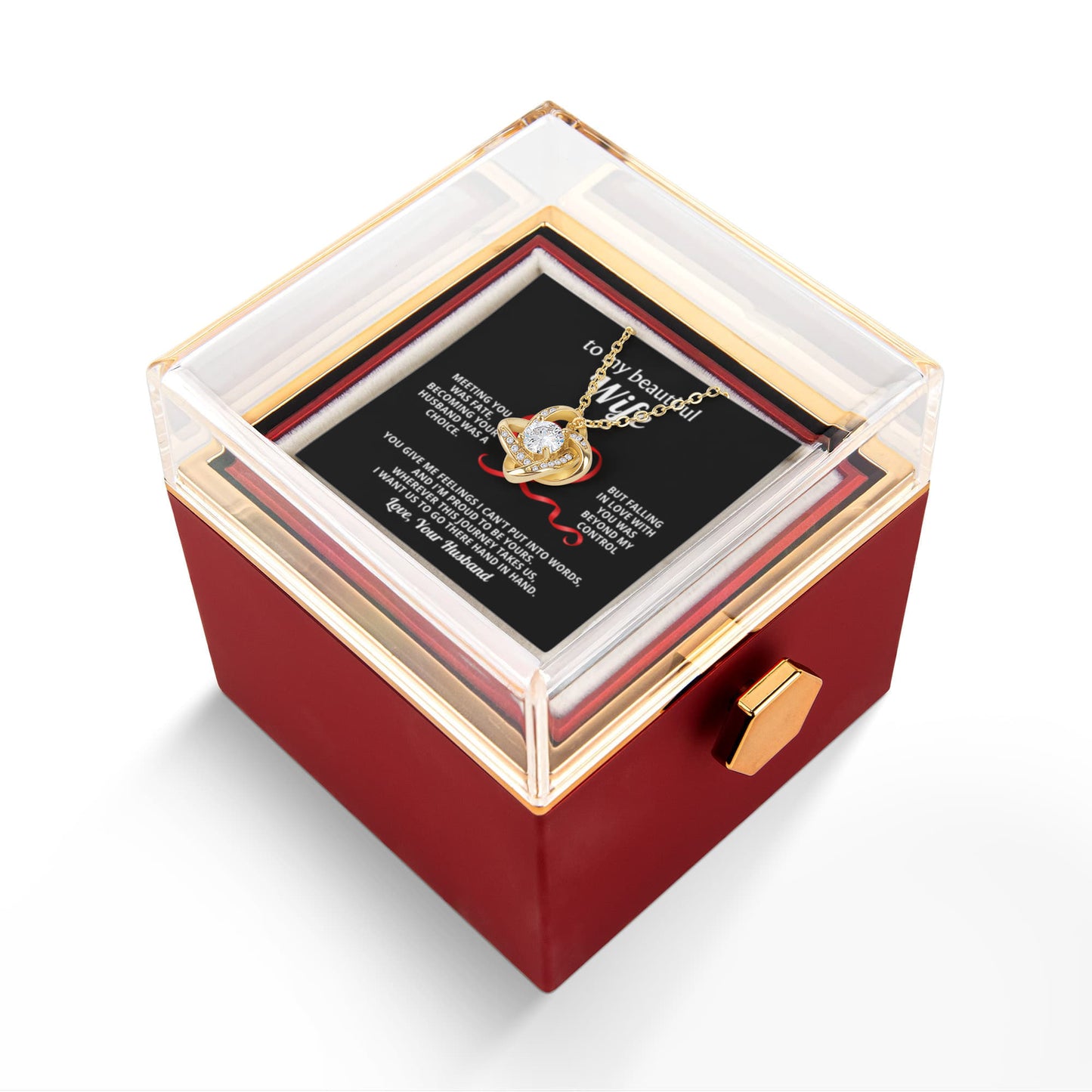 To My Wife Necklace & Rotating Rose Gift Box Set