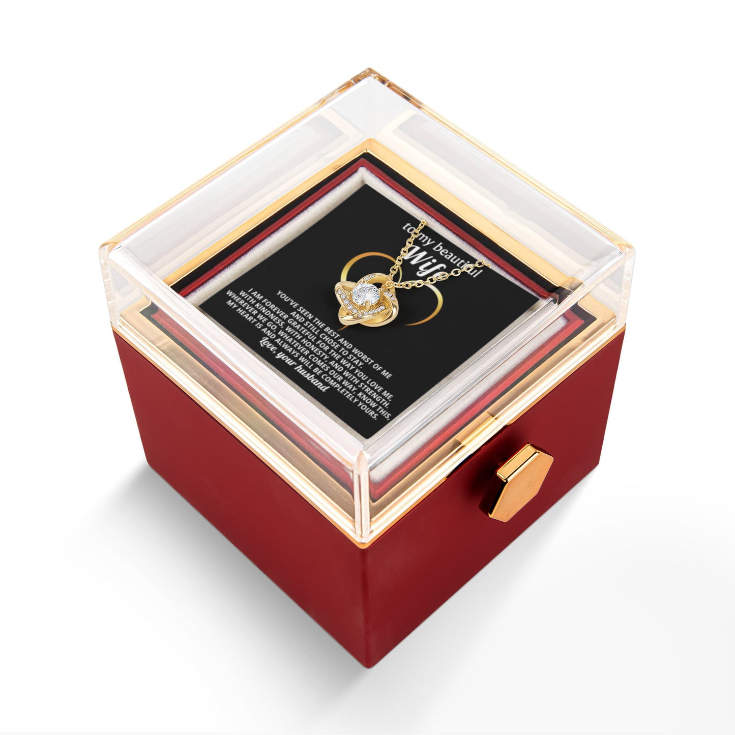 To My Wife Necklace & Rotating Rose Gift Box Set