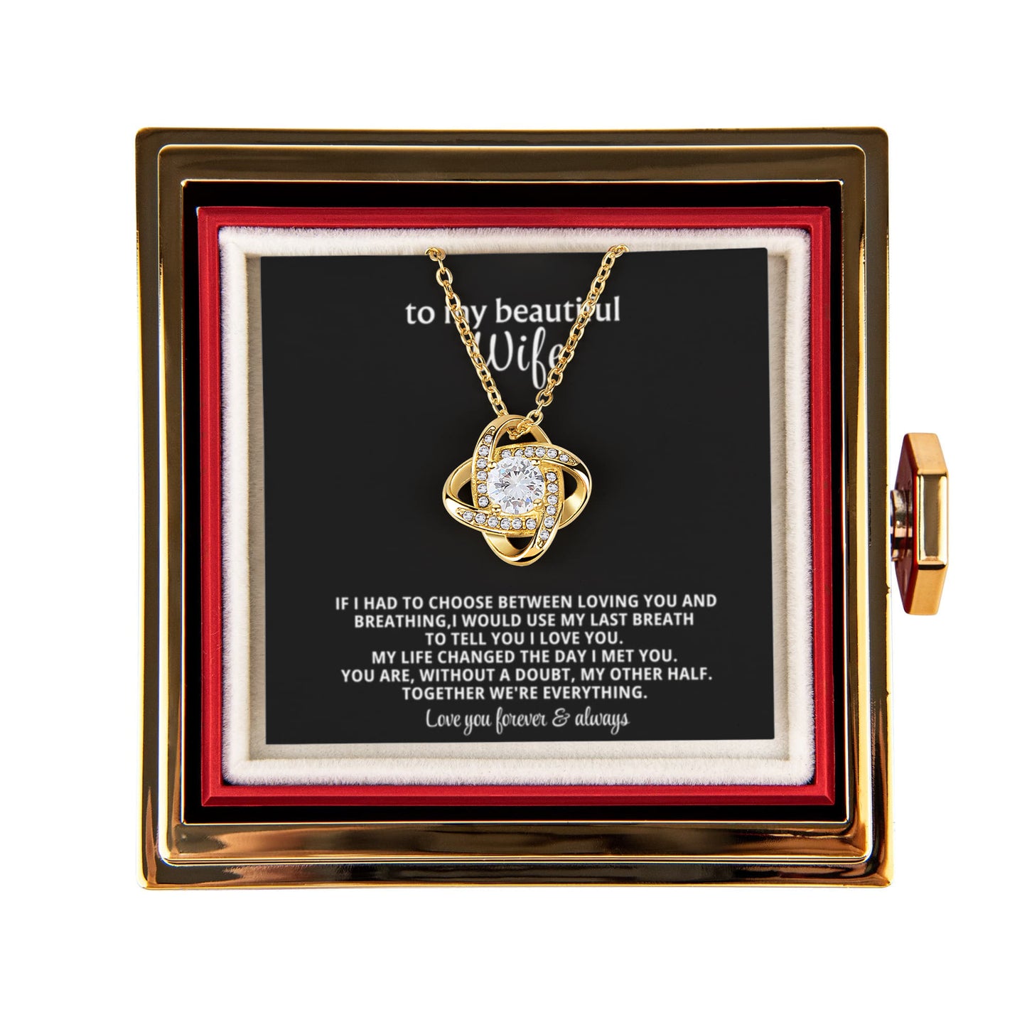To My Wife Necklace & Rotating Rose Gift Box Set