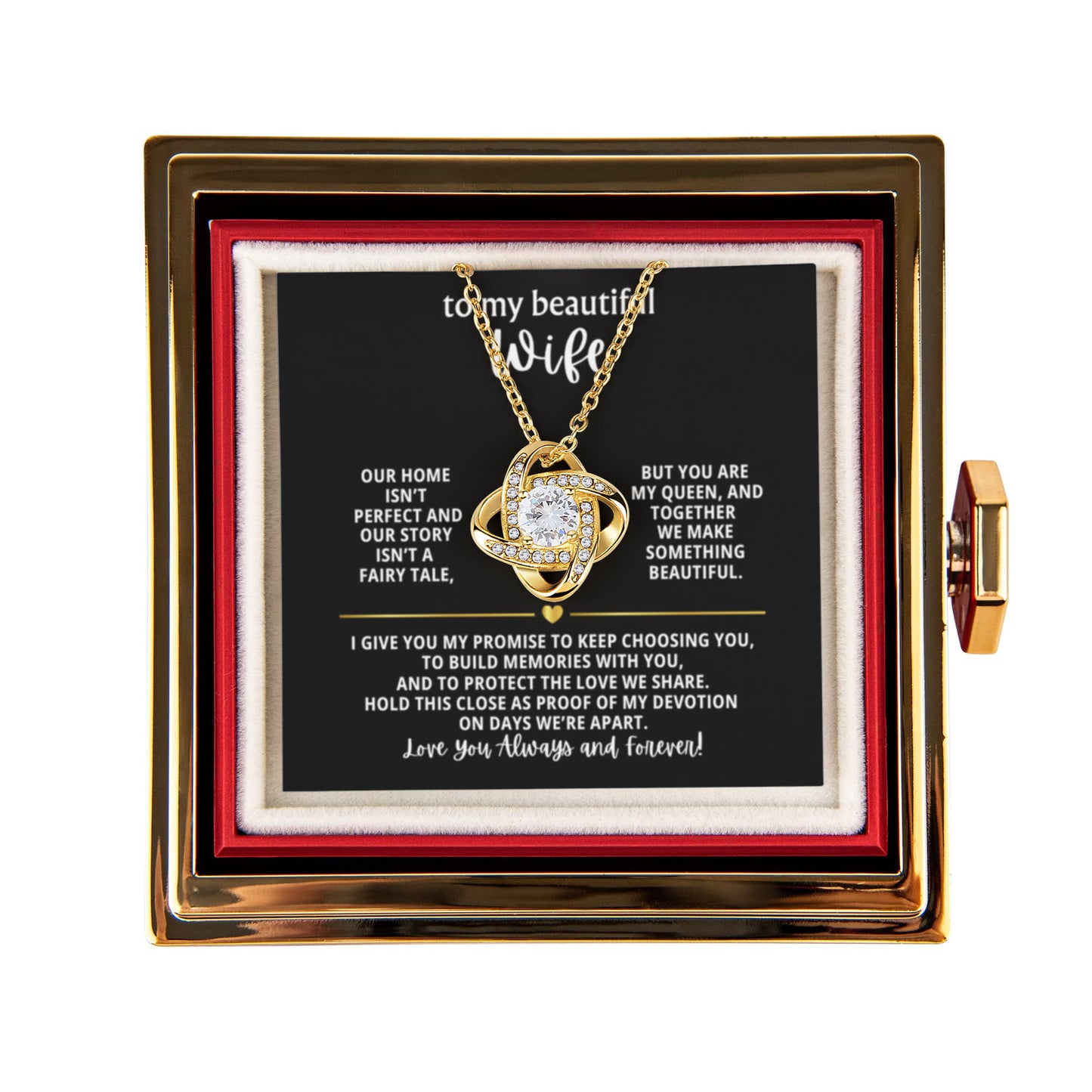 To My Wife Necklace & Rotating Rose Gift Box Set
