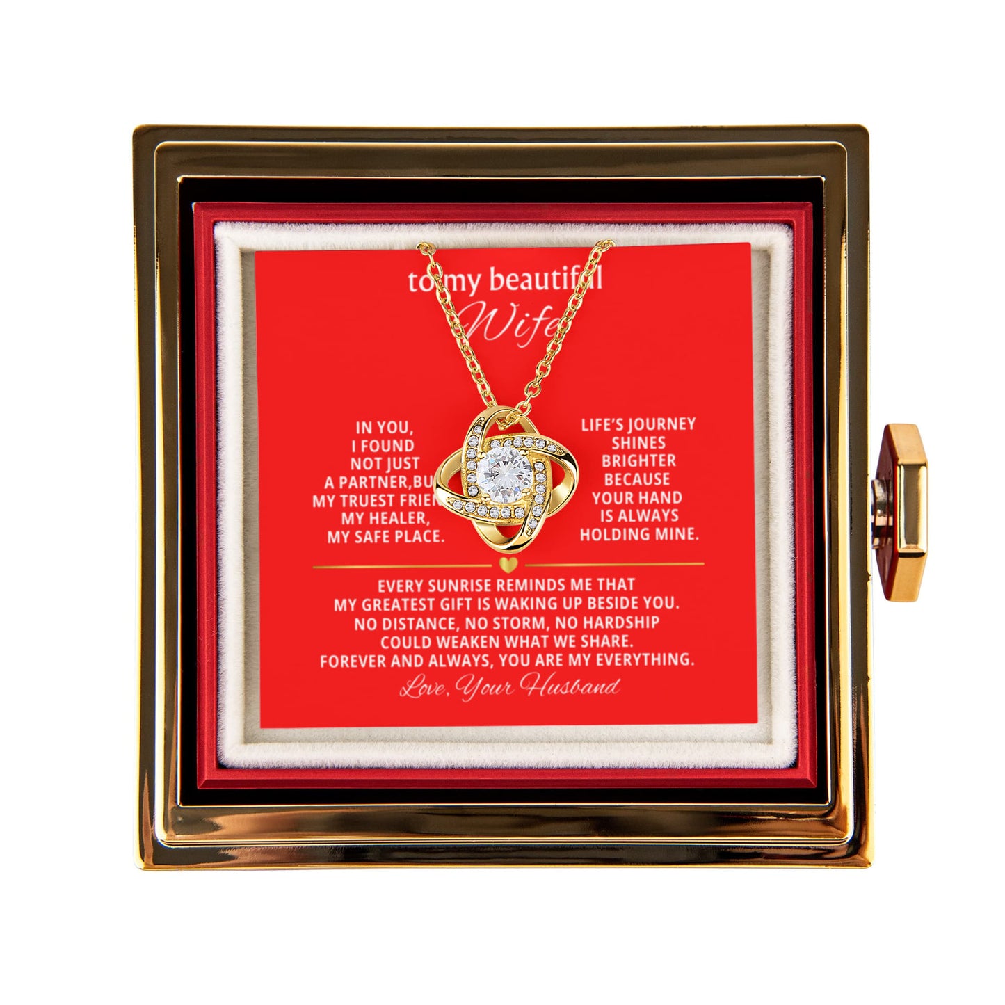 To My Wife Necklace & Rotating Rose Gift Box Set