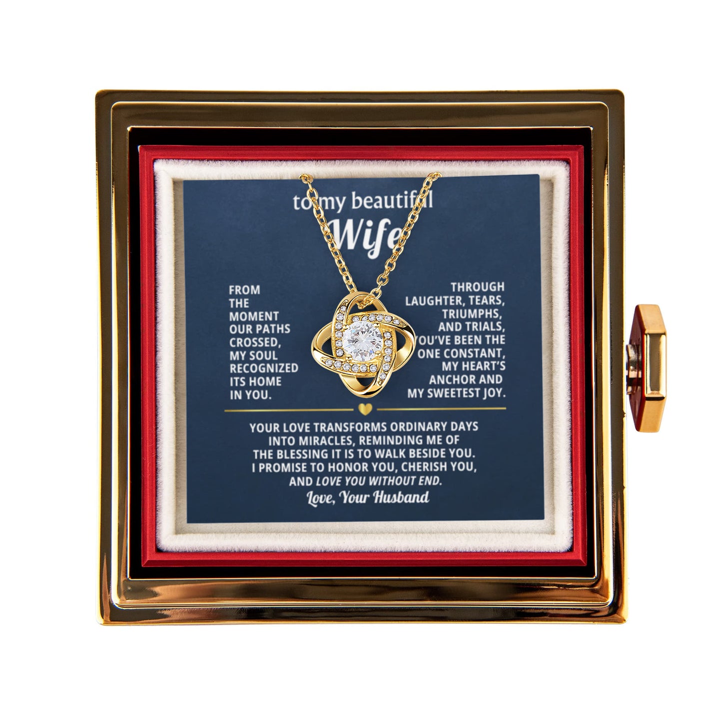 To My Wife Necklace & Rotating Rose Gift Box Set