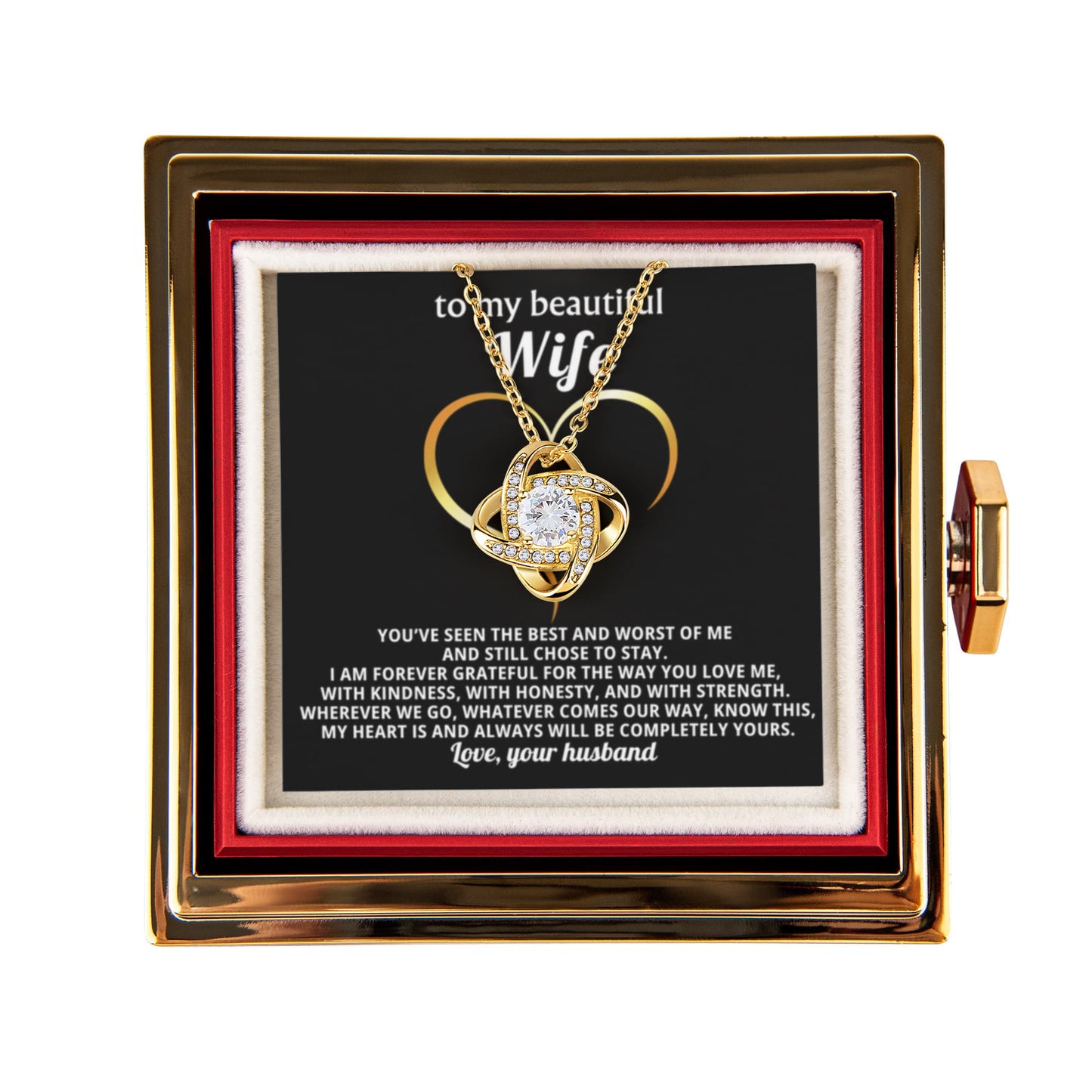 To My Wife Necklace & Rotating Rose Gift Box Set