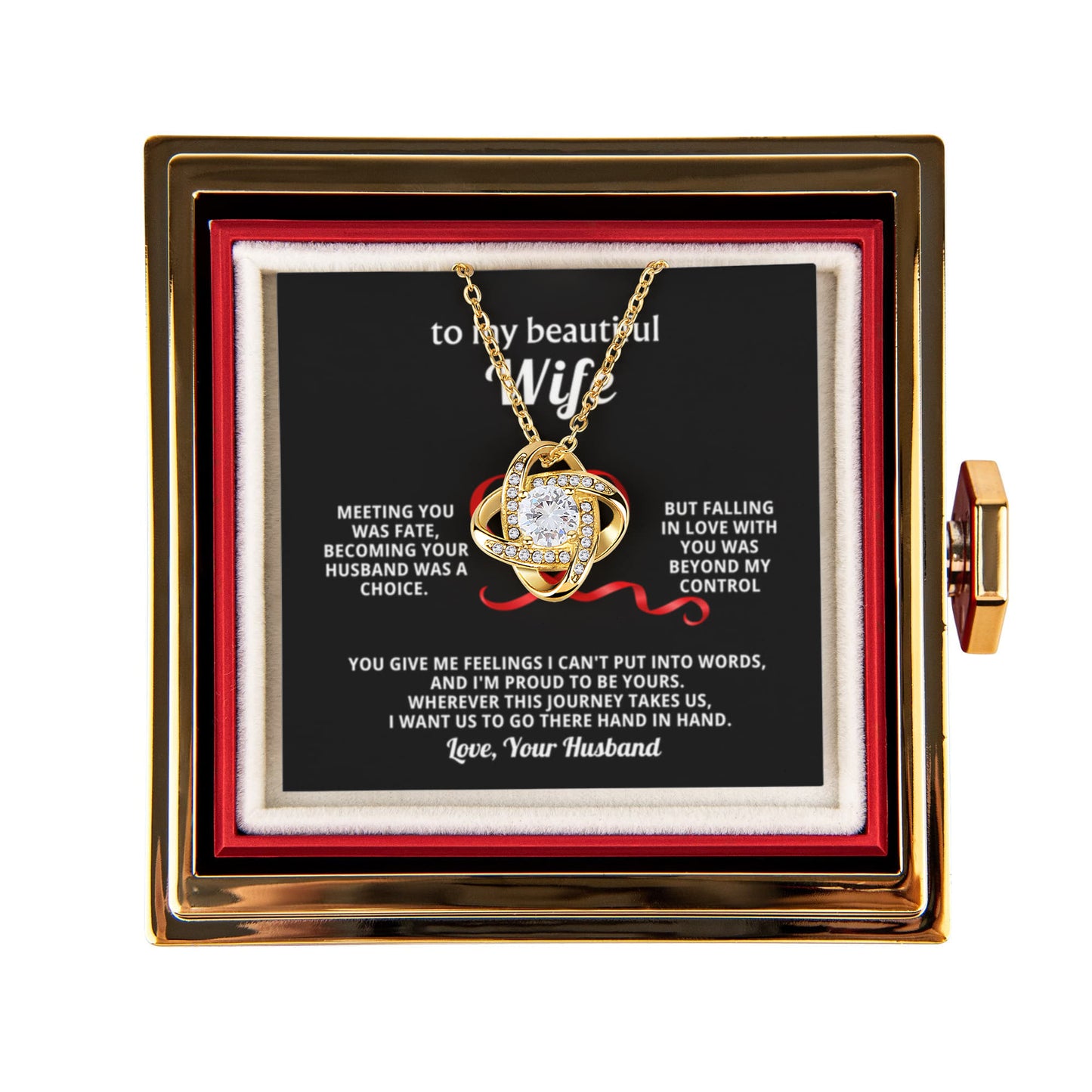 To My Wife Necklace & Rotating Rose Gift Box Set