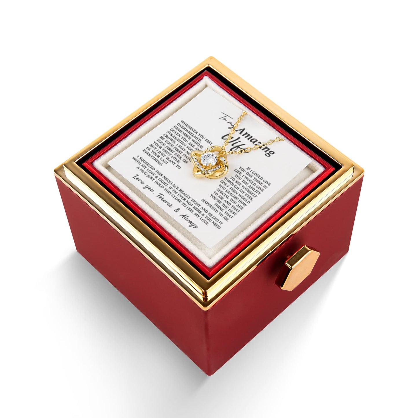 To My Amazing Wife Rotating Rose & Necklace Gift Set