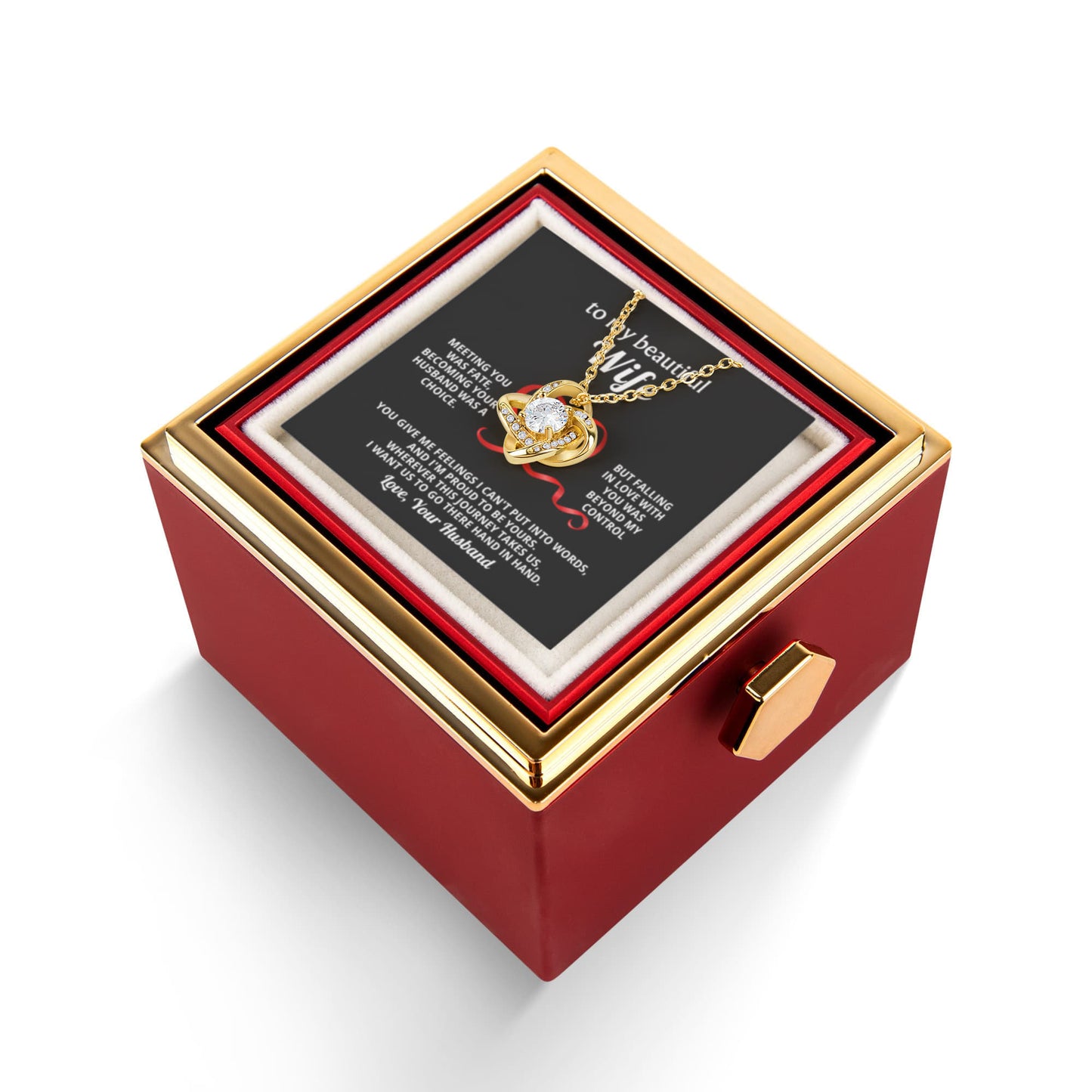 To My Wife Necklace & Rotating Rose Gift Box Set