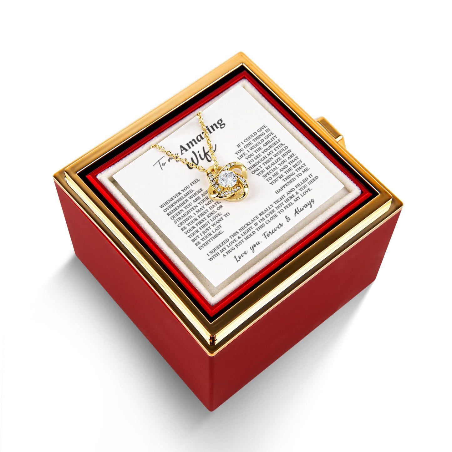 To My Amazing Wife Rotating Rose & Necklace Gift Set