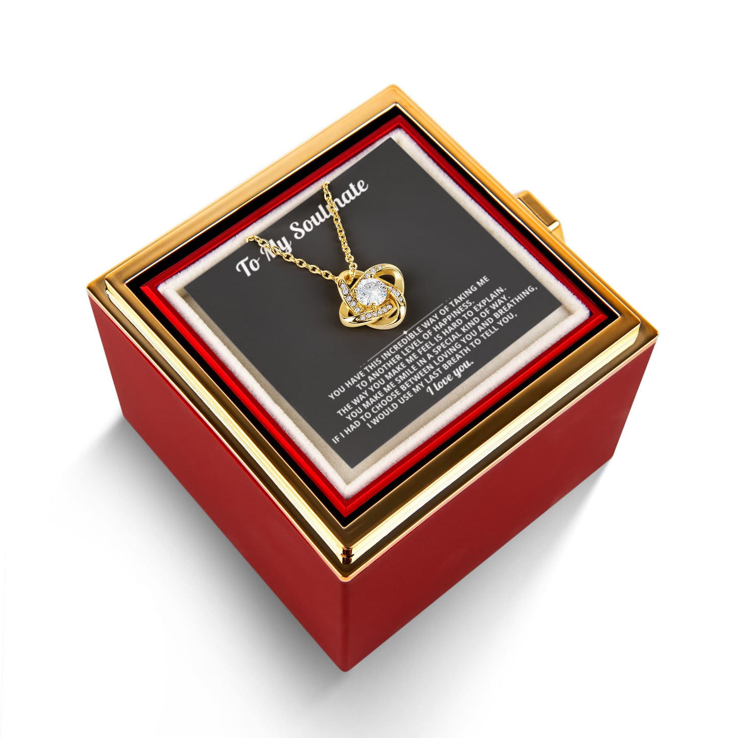 To My Soulmate Necklace & Rotating Rose Gift Box Set