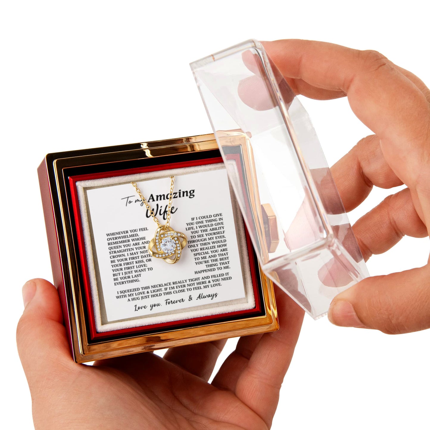 To My Amazing Wife Rotating Rose & Necklace Gift Set