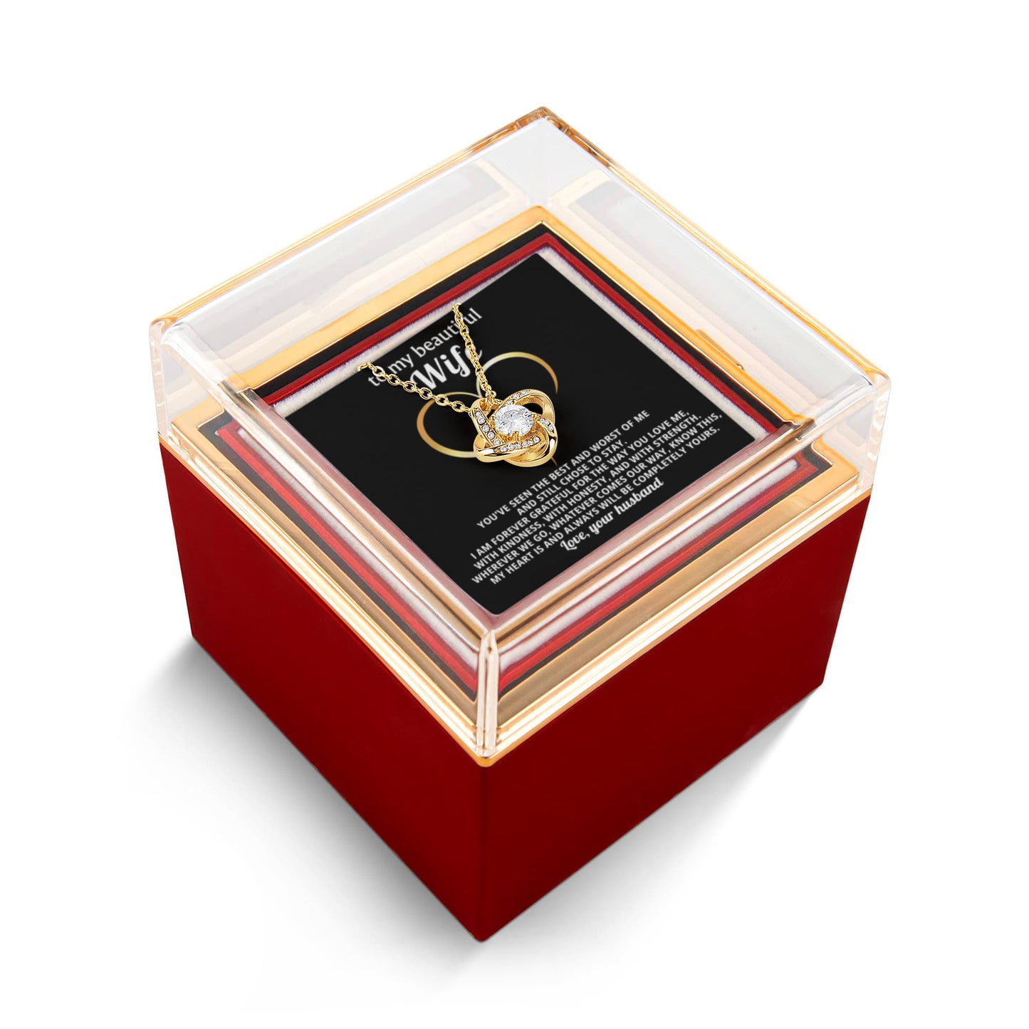 To My Wife Necklace & Rotating Rose Gift Box Set
