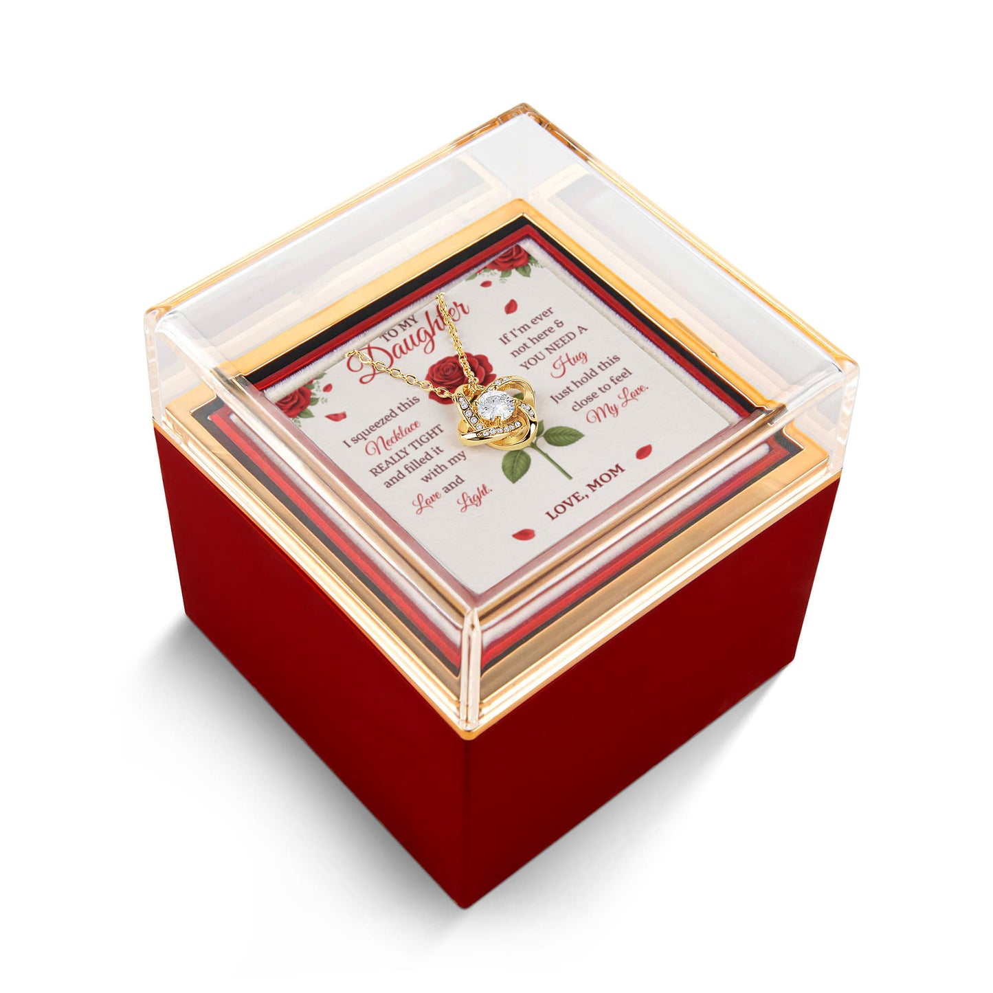 Daughter Love Knot Necklace Rose Box Gift Set