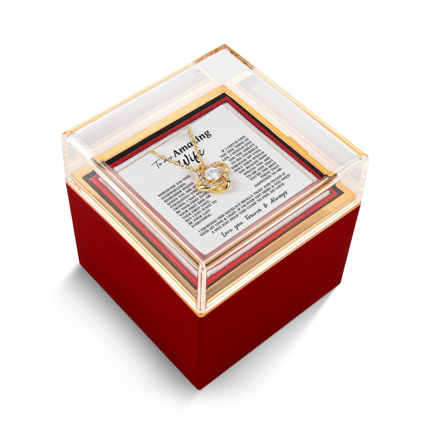 To My Amazing Wife Rotating Rose & Necklace Gift Set