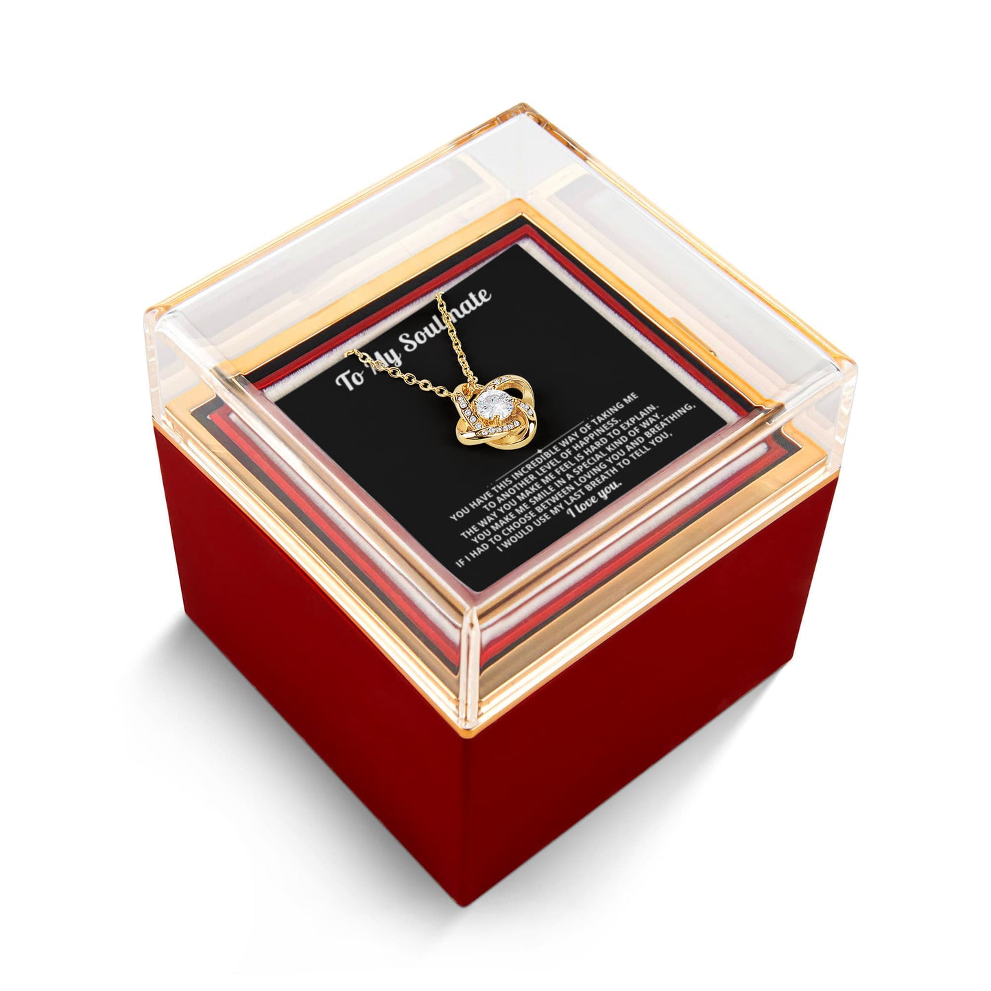 To My Soulmate Necklace & Rotating Rose Gift Box Set