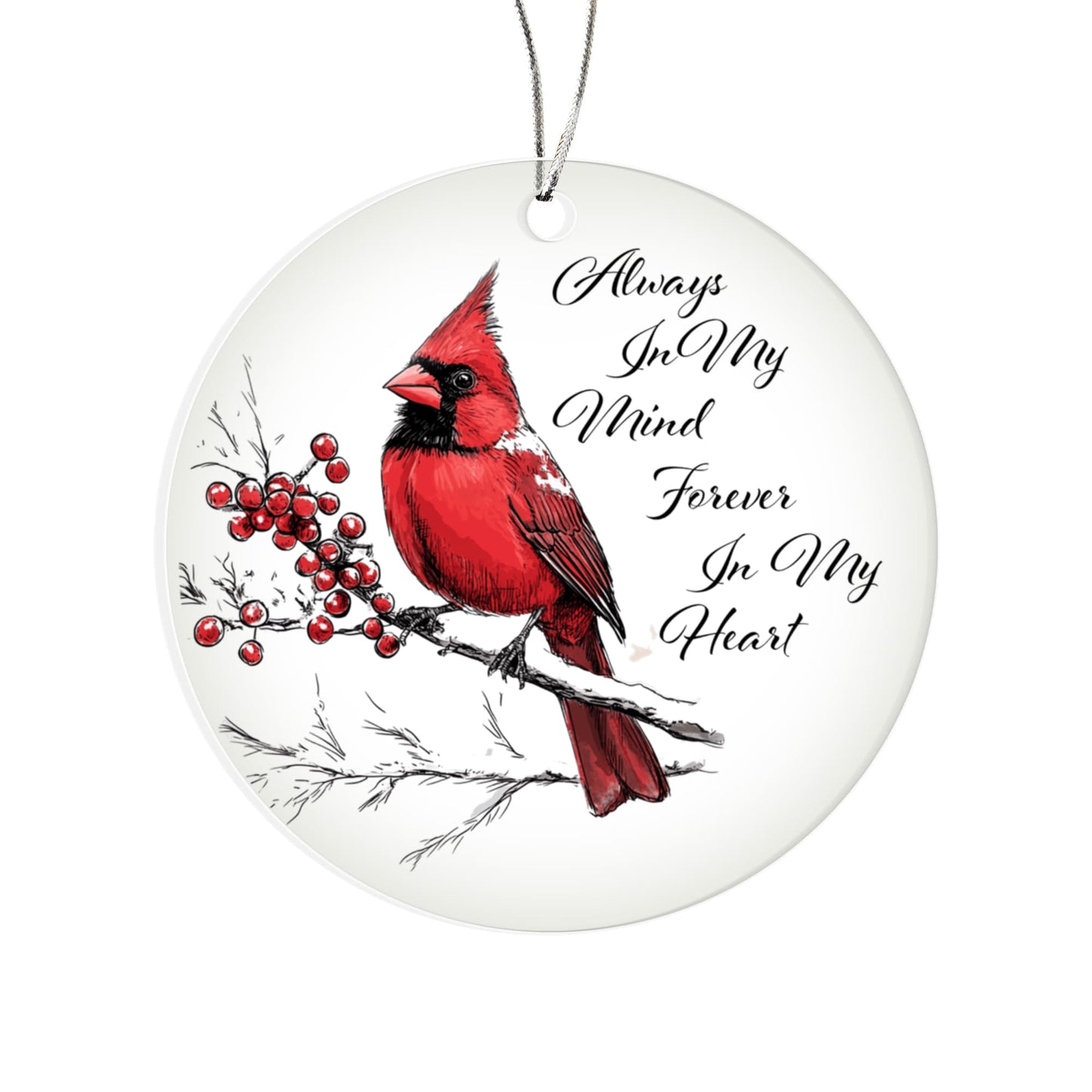 Cardinal Round Acrylic Christmas Ornament