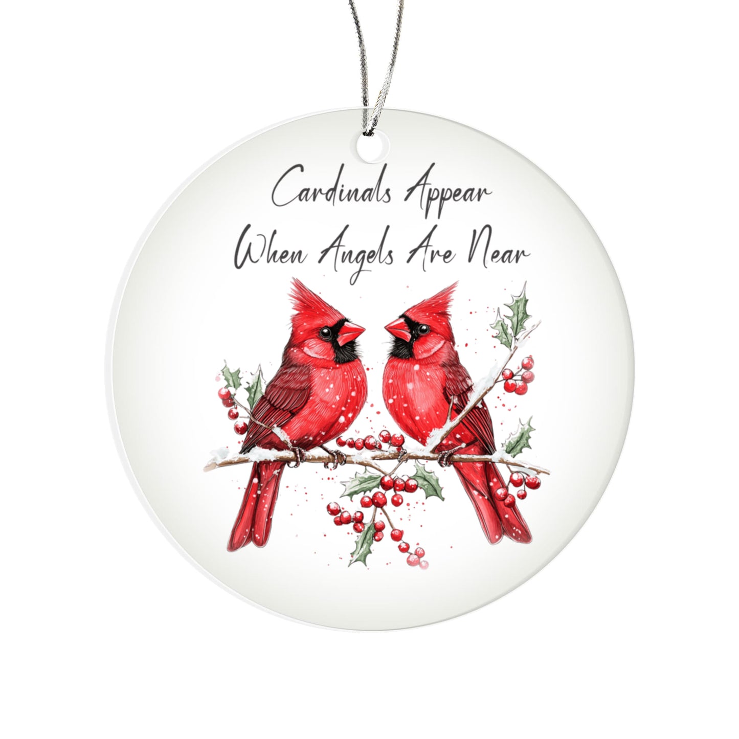 Cardinal Round Acrylic Christmas Ornament